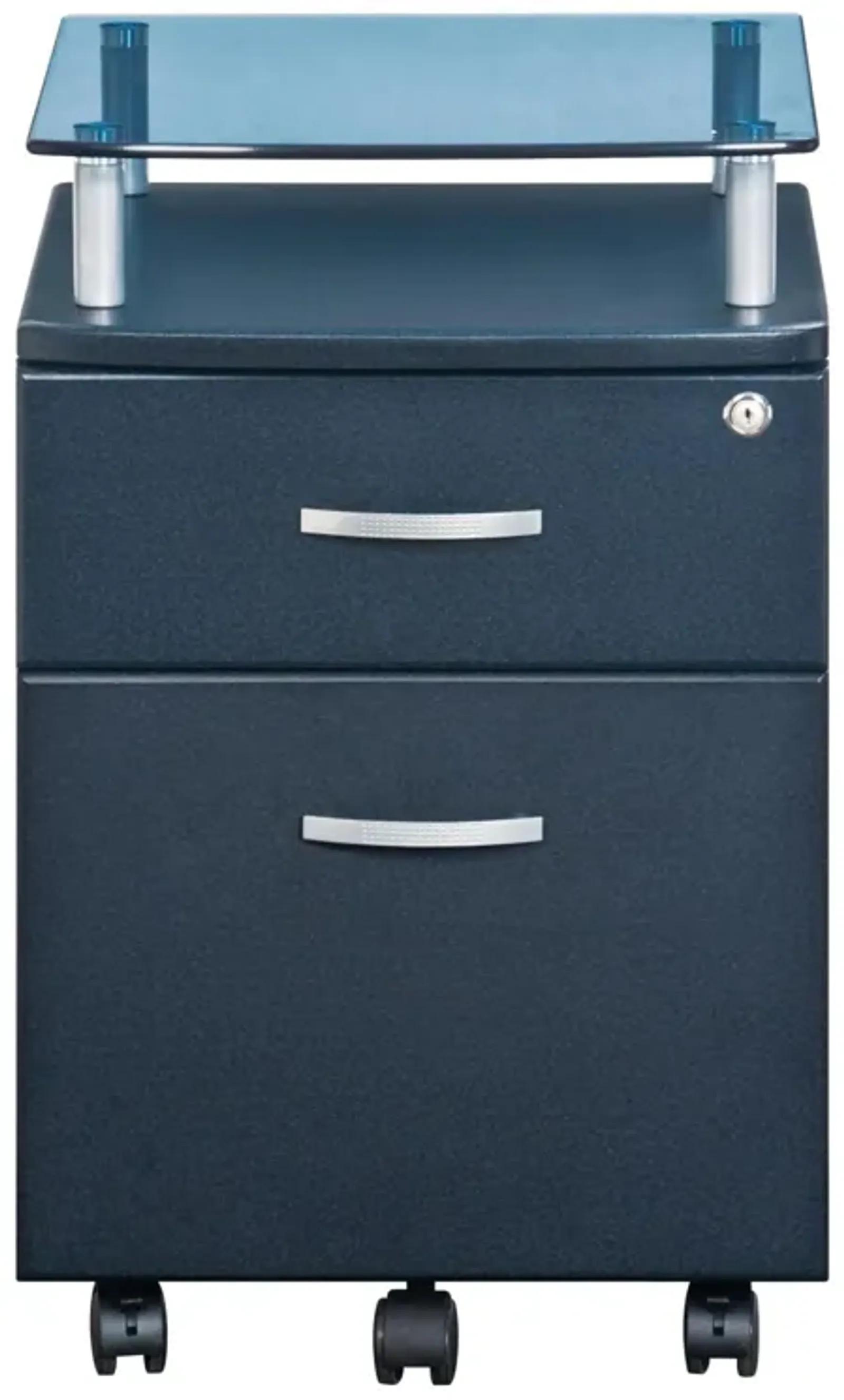 Rolling File Cabinet with Glass Top, Graphite