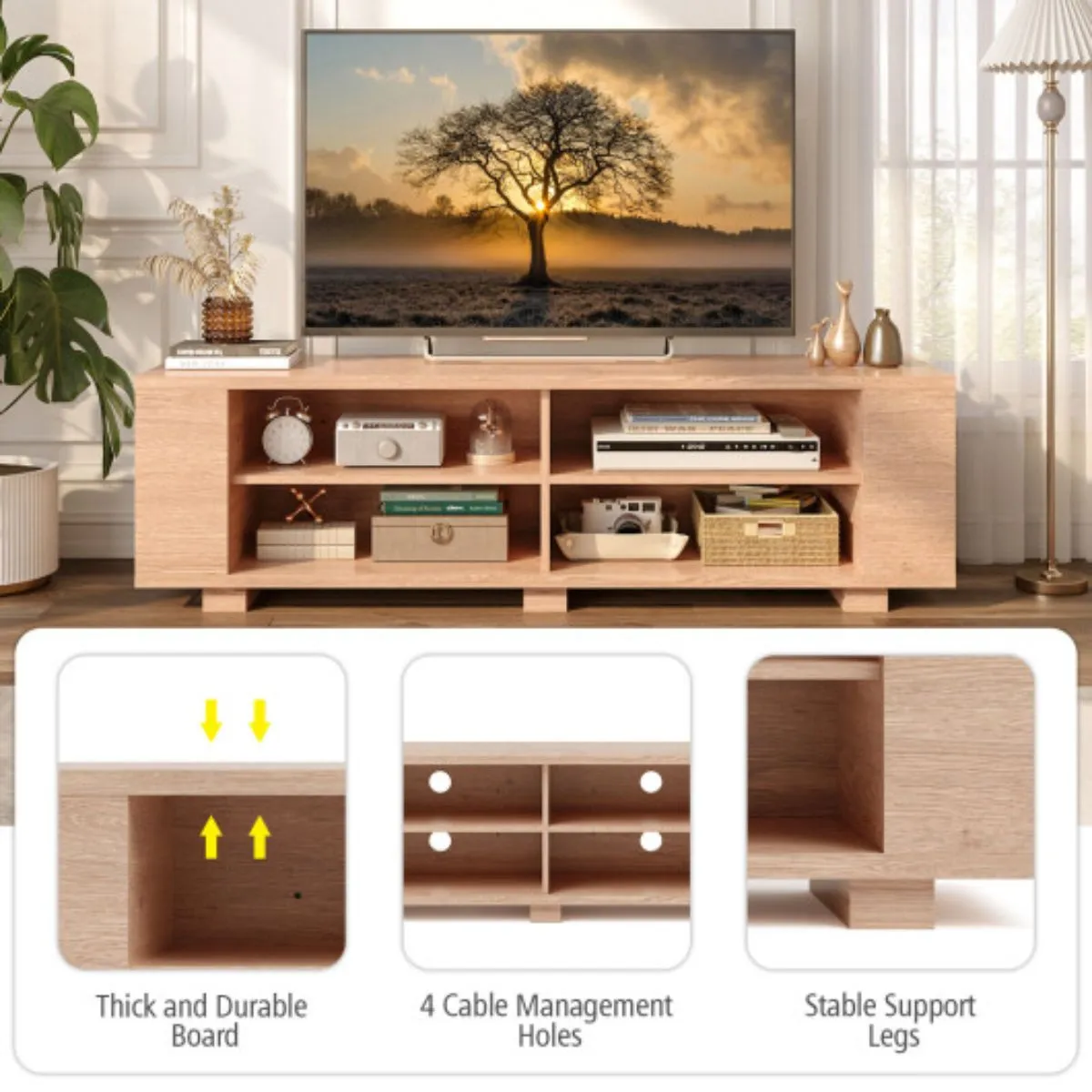 Console Storage Entertainment Media Wood TV Stand