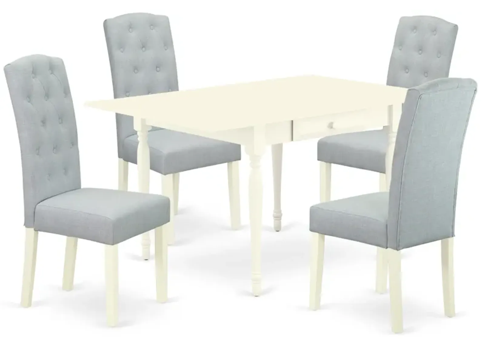 East West Furniture 1MZCE5-LWH-15 5Pc Dining Set - Rectangular Table and 4 Parson Chairs - Linen White Color