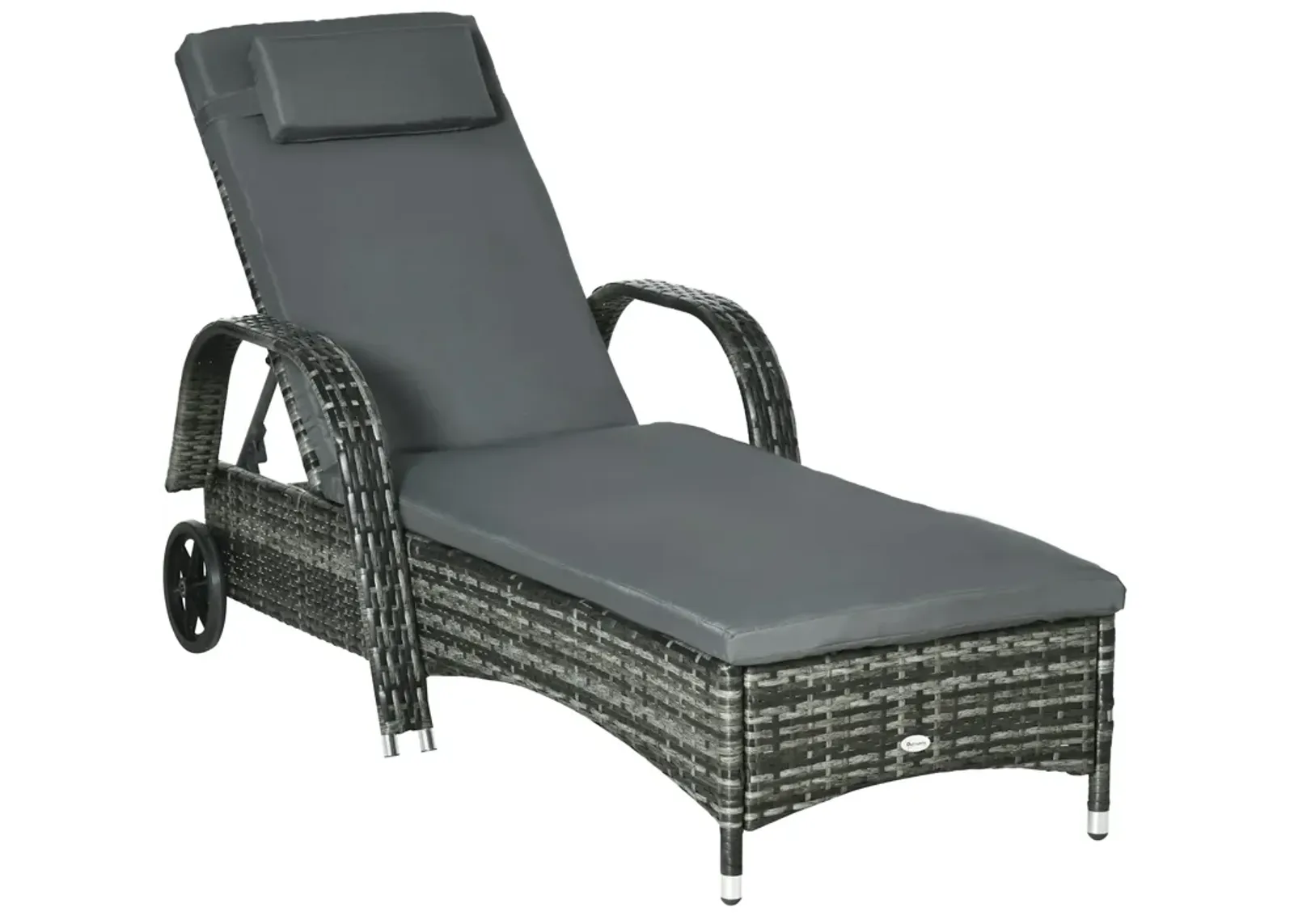 Mixed Grey Leisure: Patio Wicker Chaise Lounge with Adjustable Back