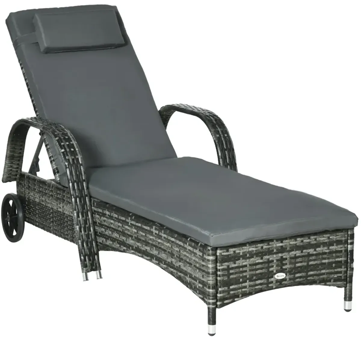 Mixed Grey Leisure: Patio Wicker Chaise Lounge with Adjustable Back