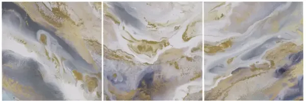 Streamdale Glitter and Gold Foil Abstract Triptych 3-piece Canvas Wall Art Set