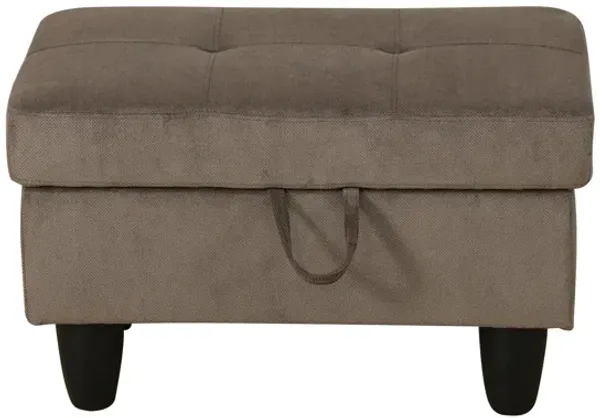 28.5 in. W Brown Velvet Rectangle Ottoman with Storage