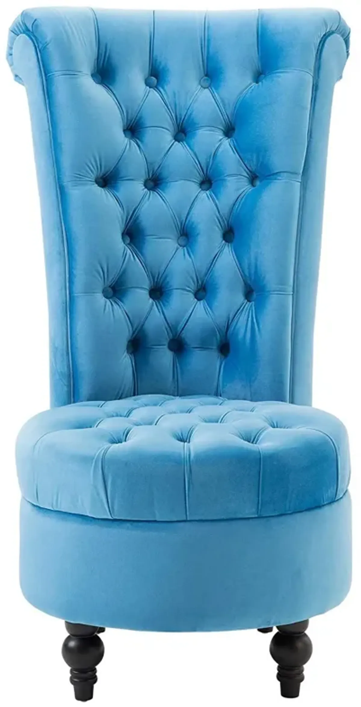 Blue Tufted High Back Plush Velvet Upholstered Accent Low Profile Chair