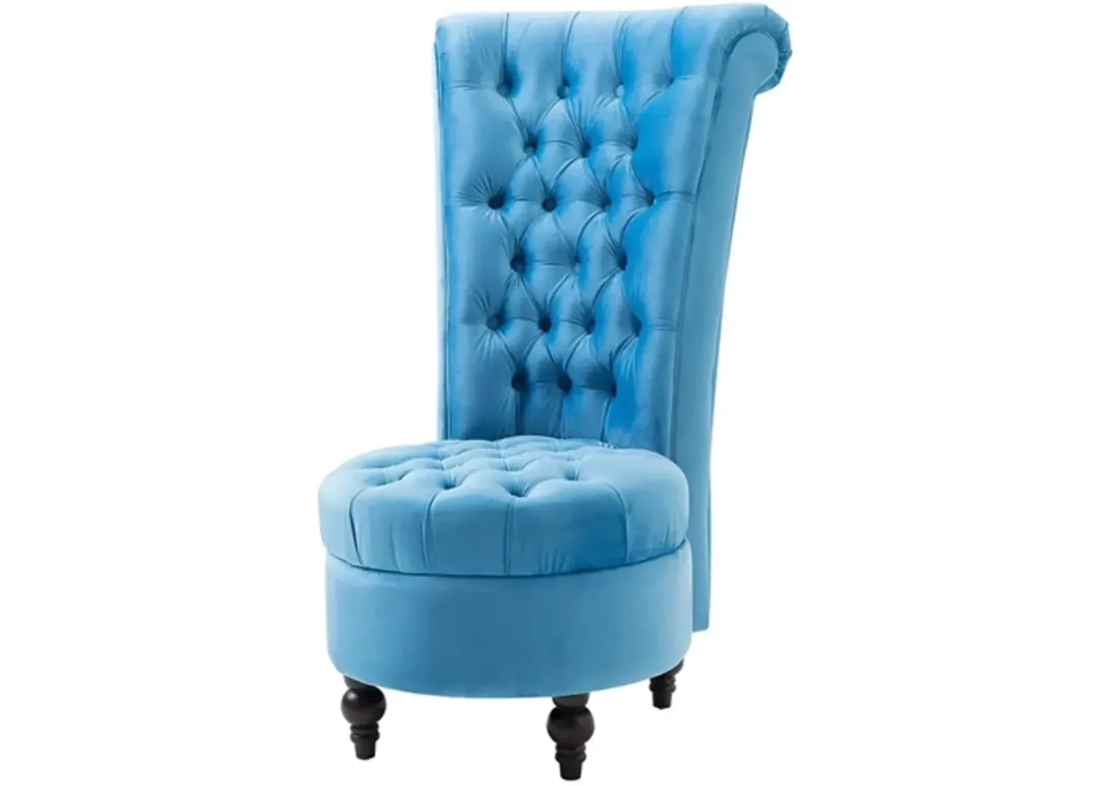 Blue Tufted High Back Plush Velvet Upholstered Accent Low Profile Chair