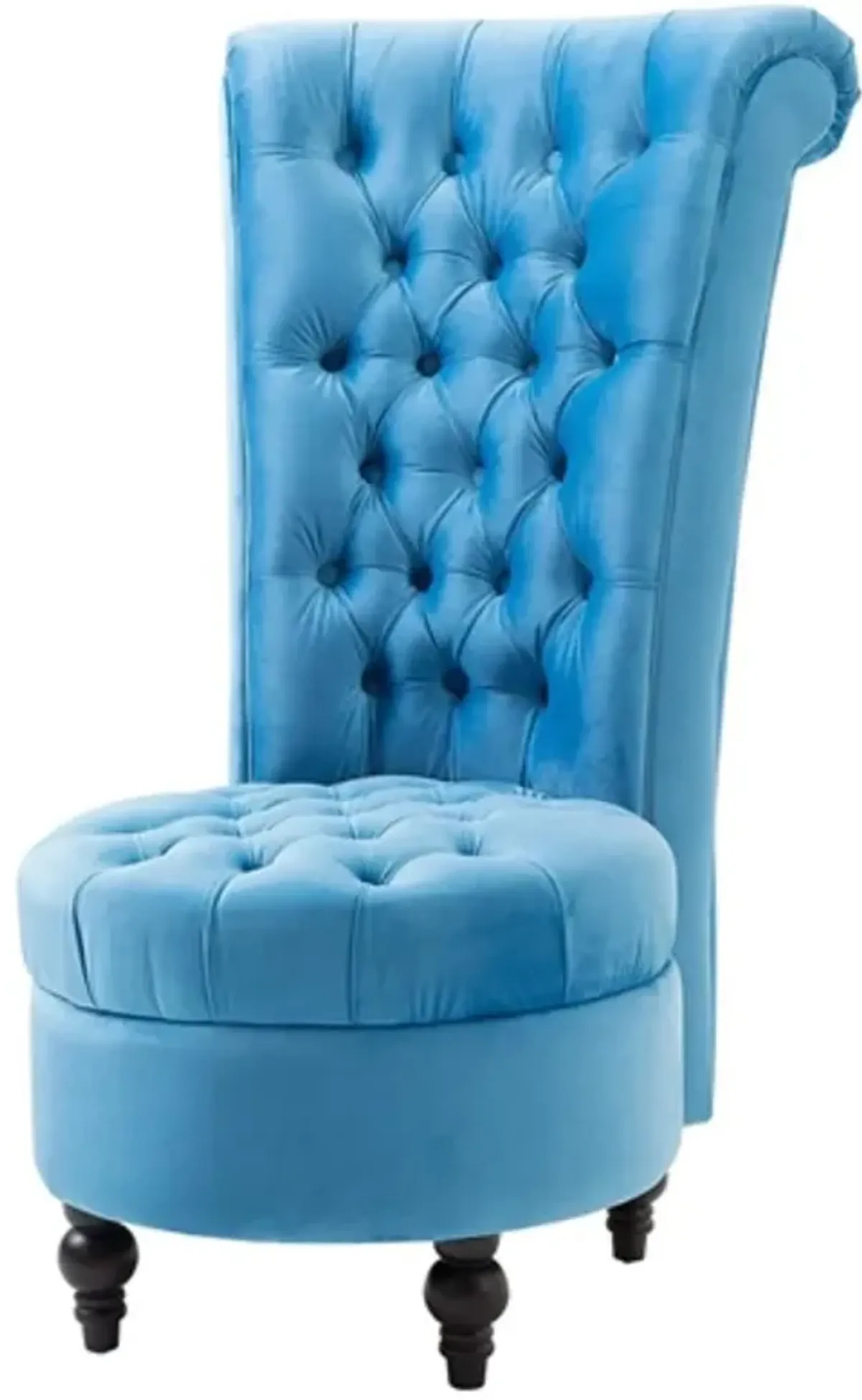 Blue Tufted High Back Plush Velvet Upholstered Accent Low Profile Chair