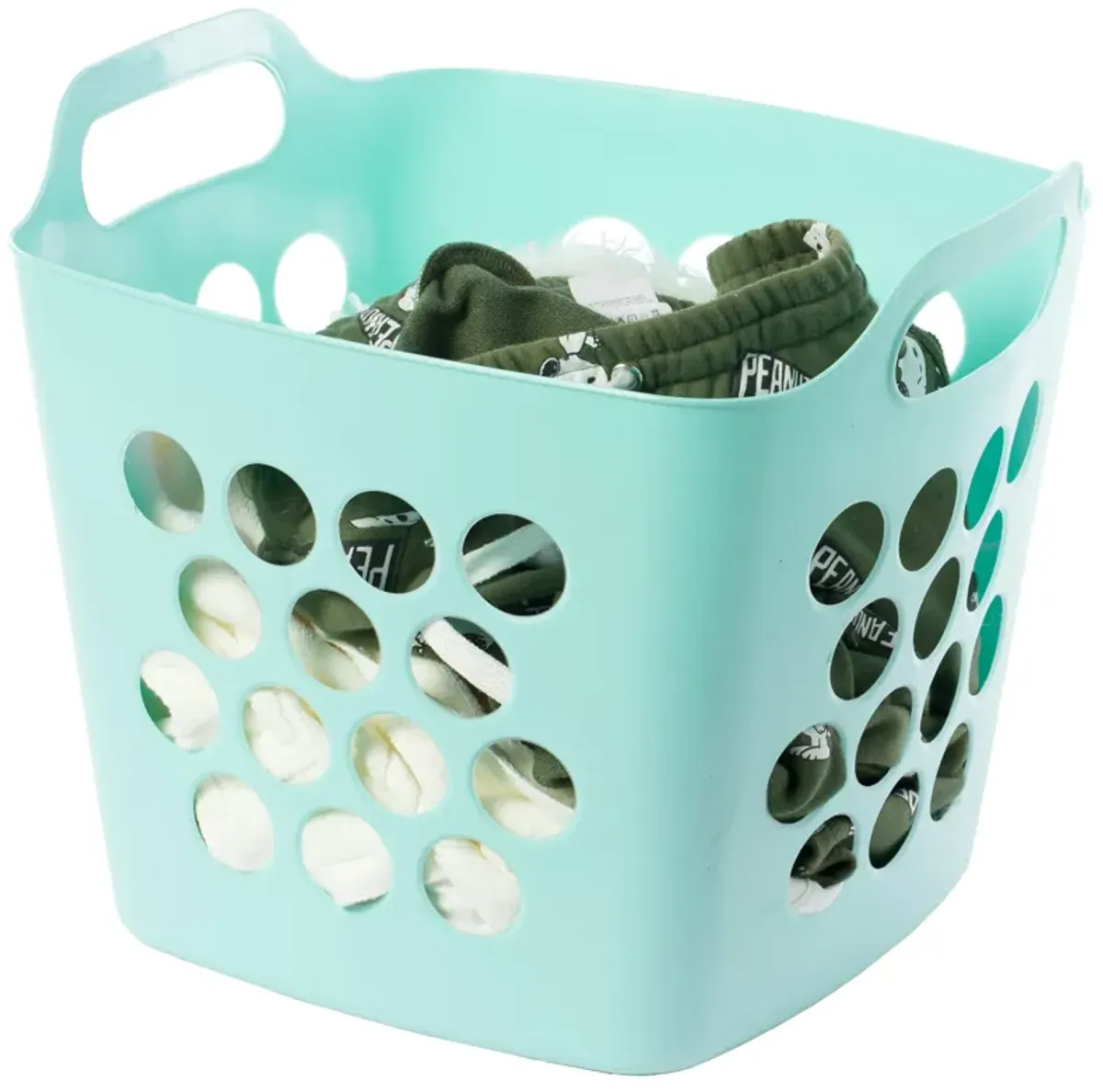Flexible Plastic Carry Laundry Basket Holder Square Storage Hamper with Side Handles, Purple