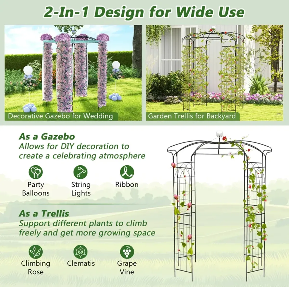 Birdcage Shape Gazebo for Climbing Plants and Wedding Ceremony Decoration