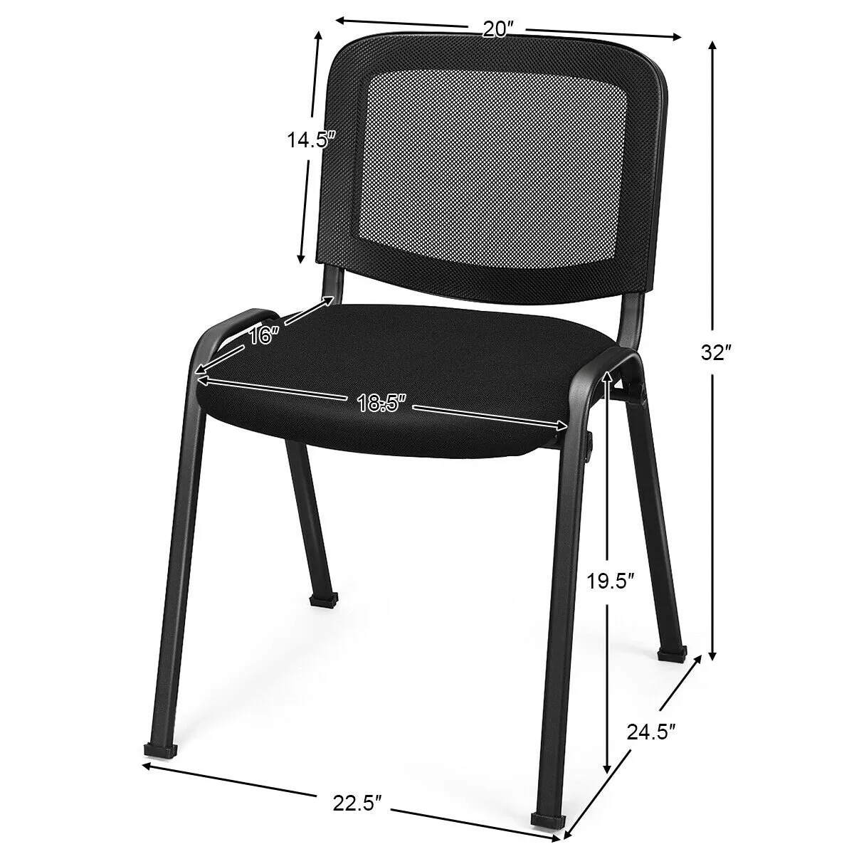 Costway Set of 5 Conference Chair Mesh Back Office Waiting Room Guest Reception Black