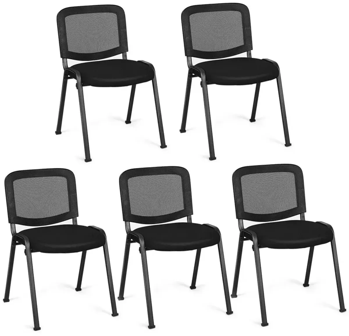 Costway Set of 5 Conference Chair Mesh Back Office Waiting Room Guest Reception Black