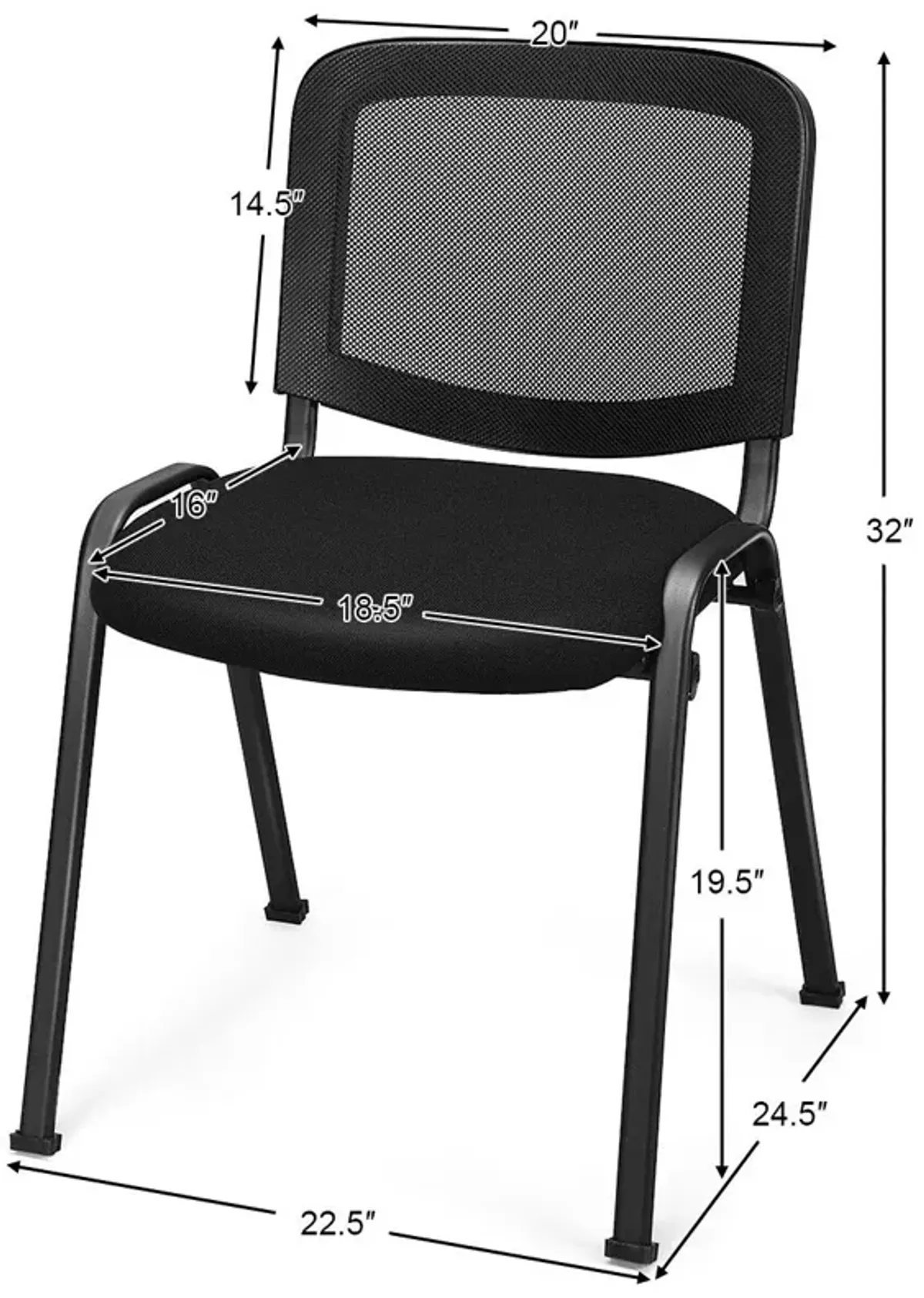 Costway Set of 5 Conference Chair Mesh Back Office Waiting Room Guest Reception Black