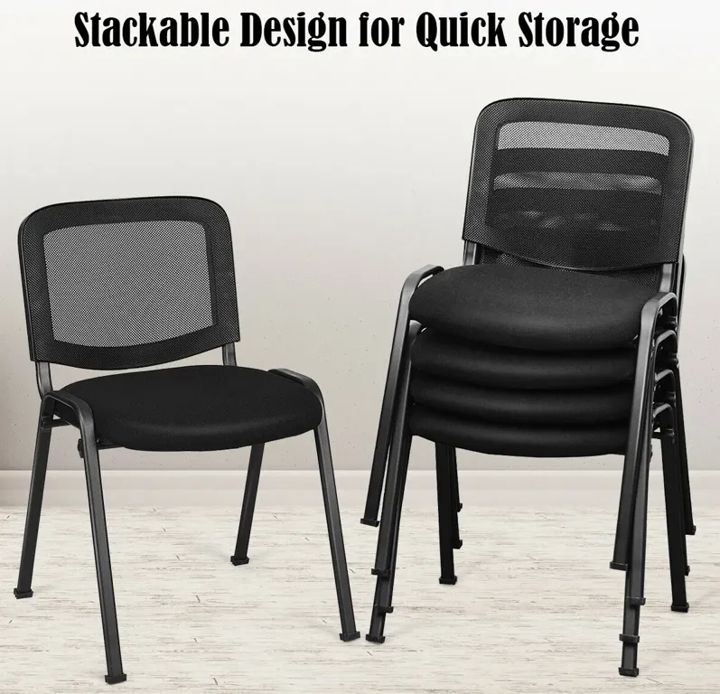 Costway Set of 5 Conference Chair Mesh Back Office Waiting Room Guest Reception Black