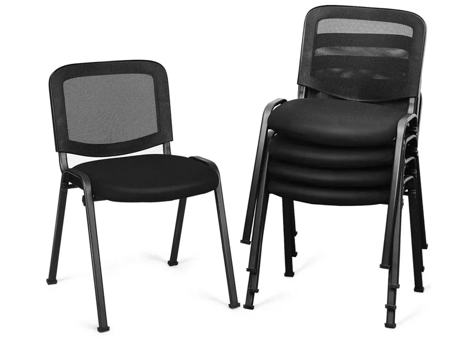 Costway Set of 5 Conference Chair Mesh Back Office Waiting Room Guest Reception Black