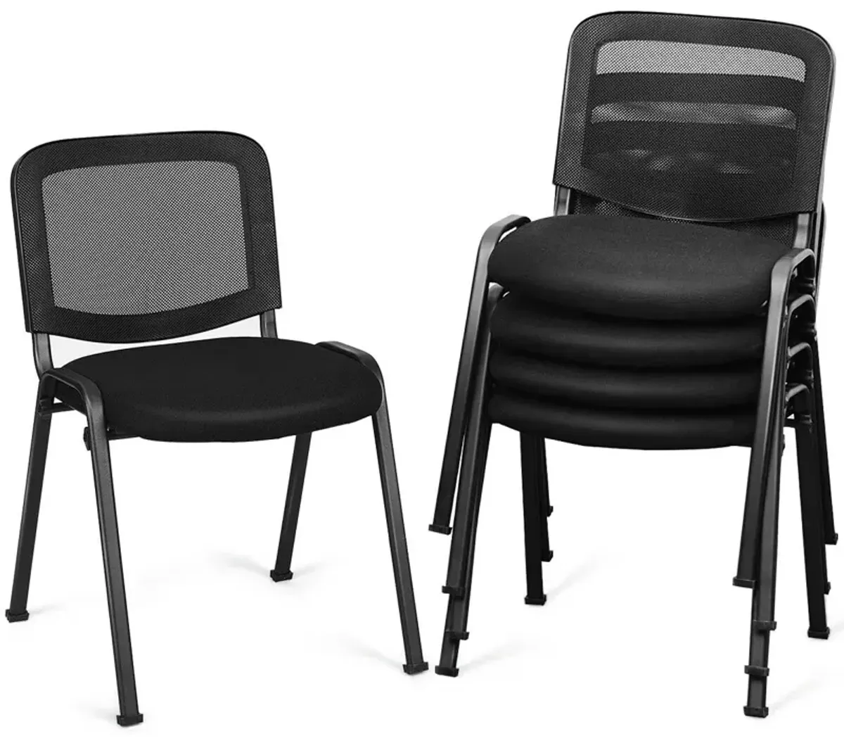 Costway Set of 5 Conference Chair Mesh Back Office Waiting Room Guest Reception Black