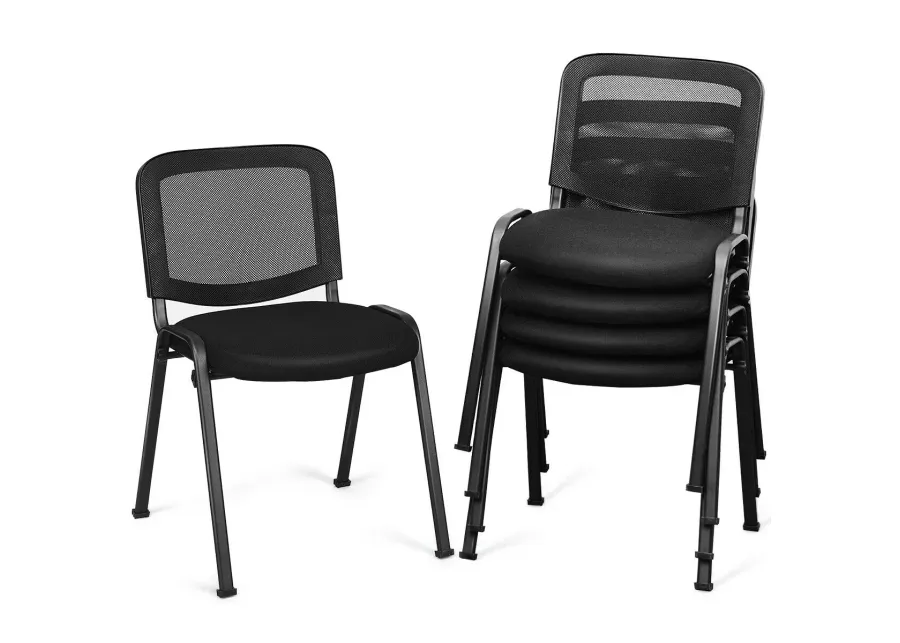 Costway Set of 5 Conference Chair Mesh Back Office Waiting Room Guest Reception Black