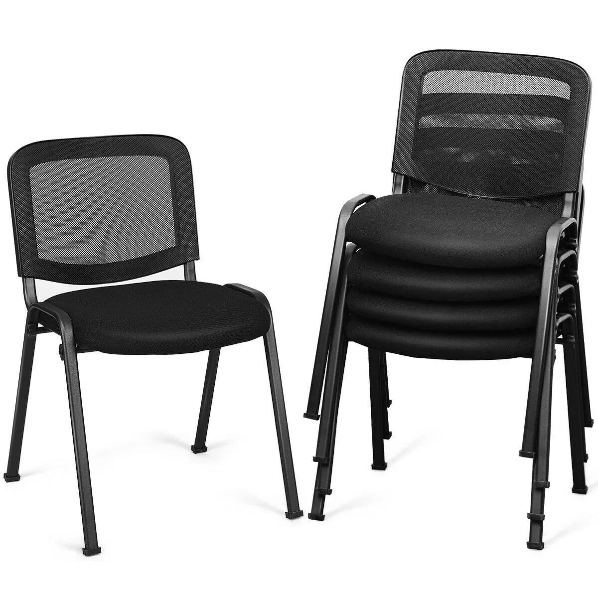 Costway Set of 5 Conference Chair Mesh Back Office Waiting Room Guest Reception Black