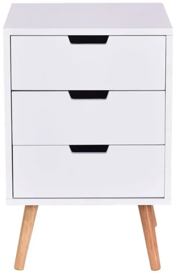 Hivago Wood Side End Table Nightstand with 3 Drawers Mid-Century Accent