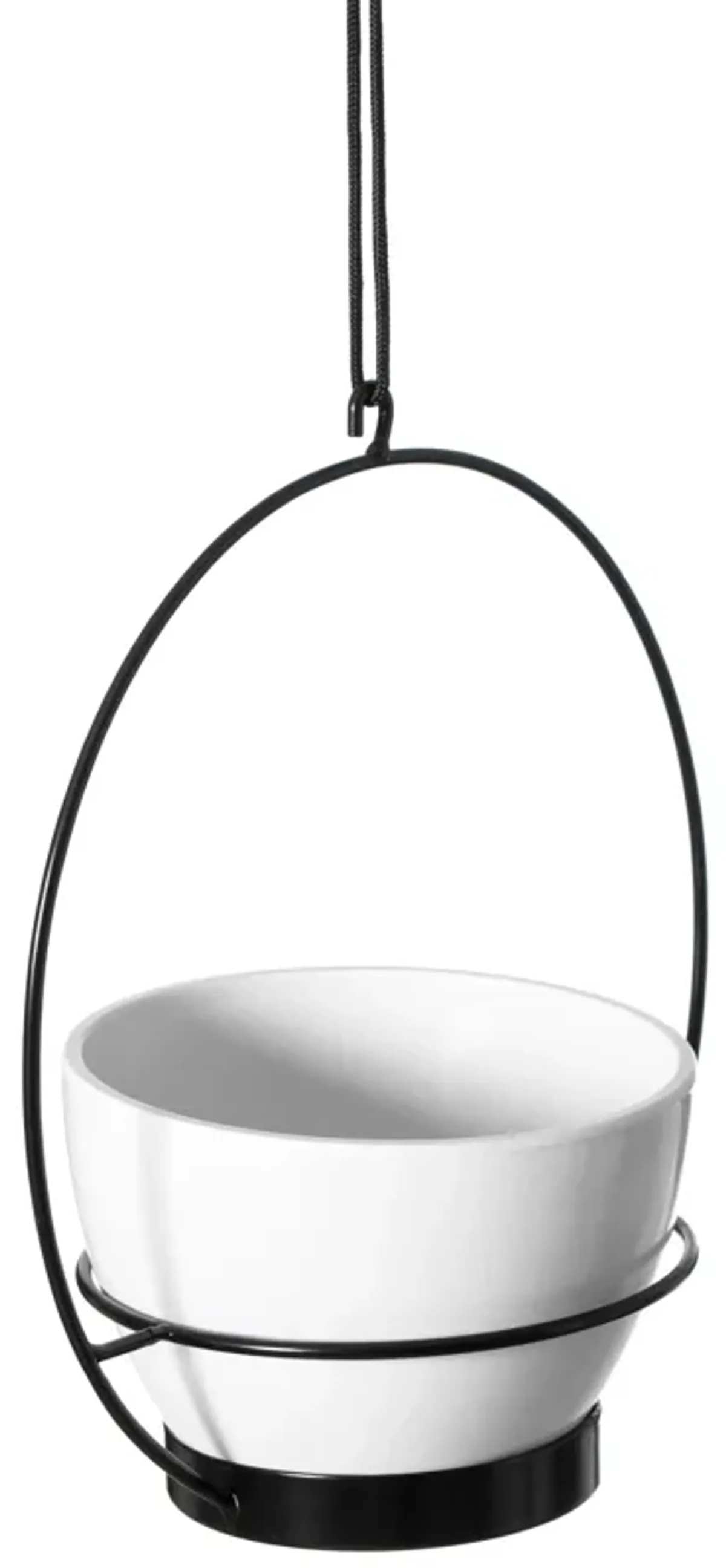 Decorative Metal Hanging Planter with Tree Pots for Flowers, White and Black