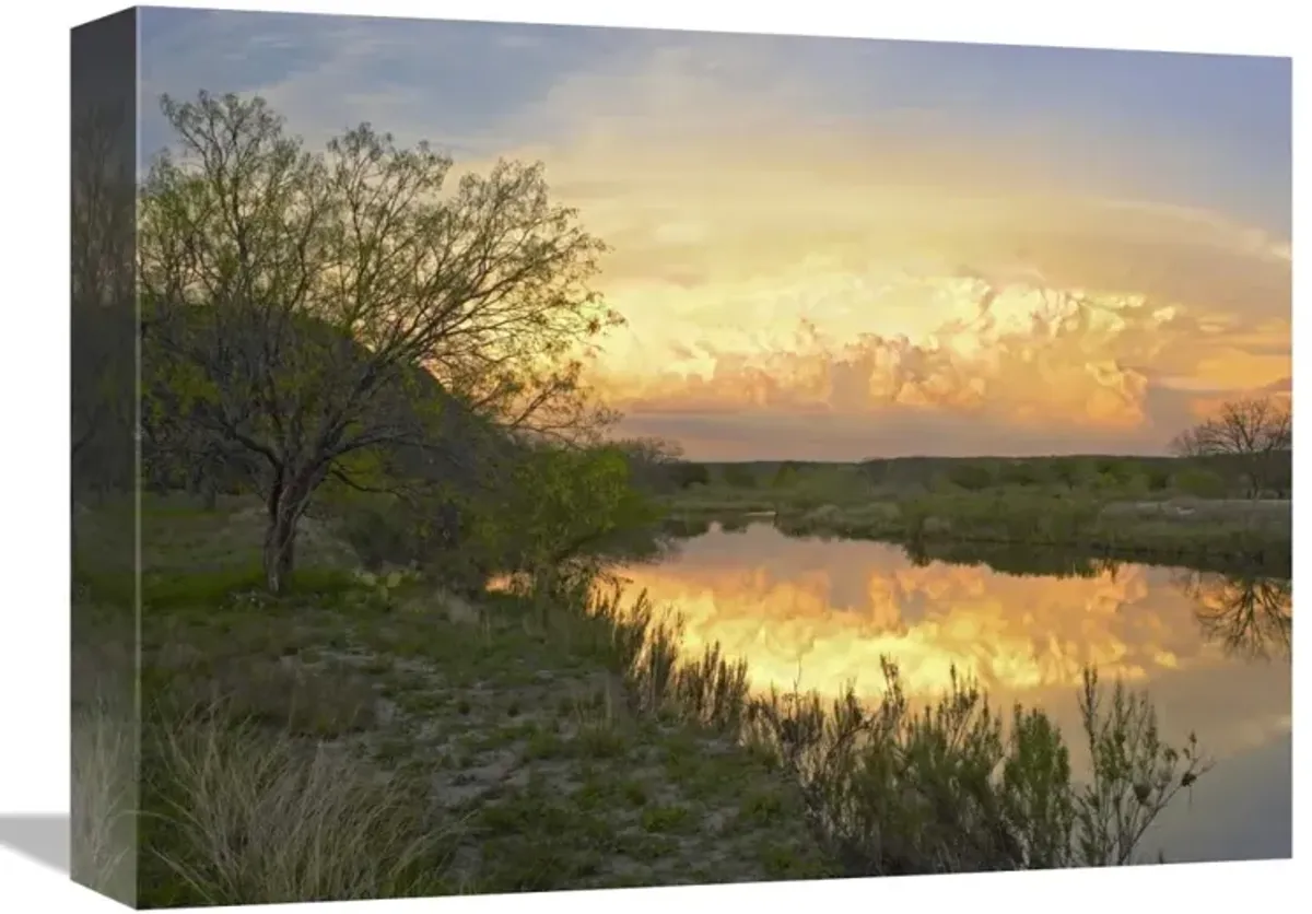 Storm clouds over South Llano River, South Llano River State Park, Texas-Canvas Art-16x12