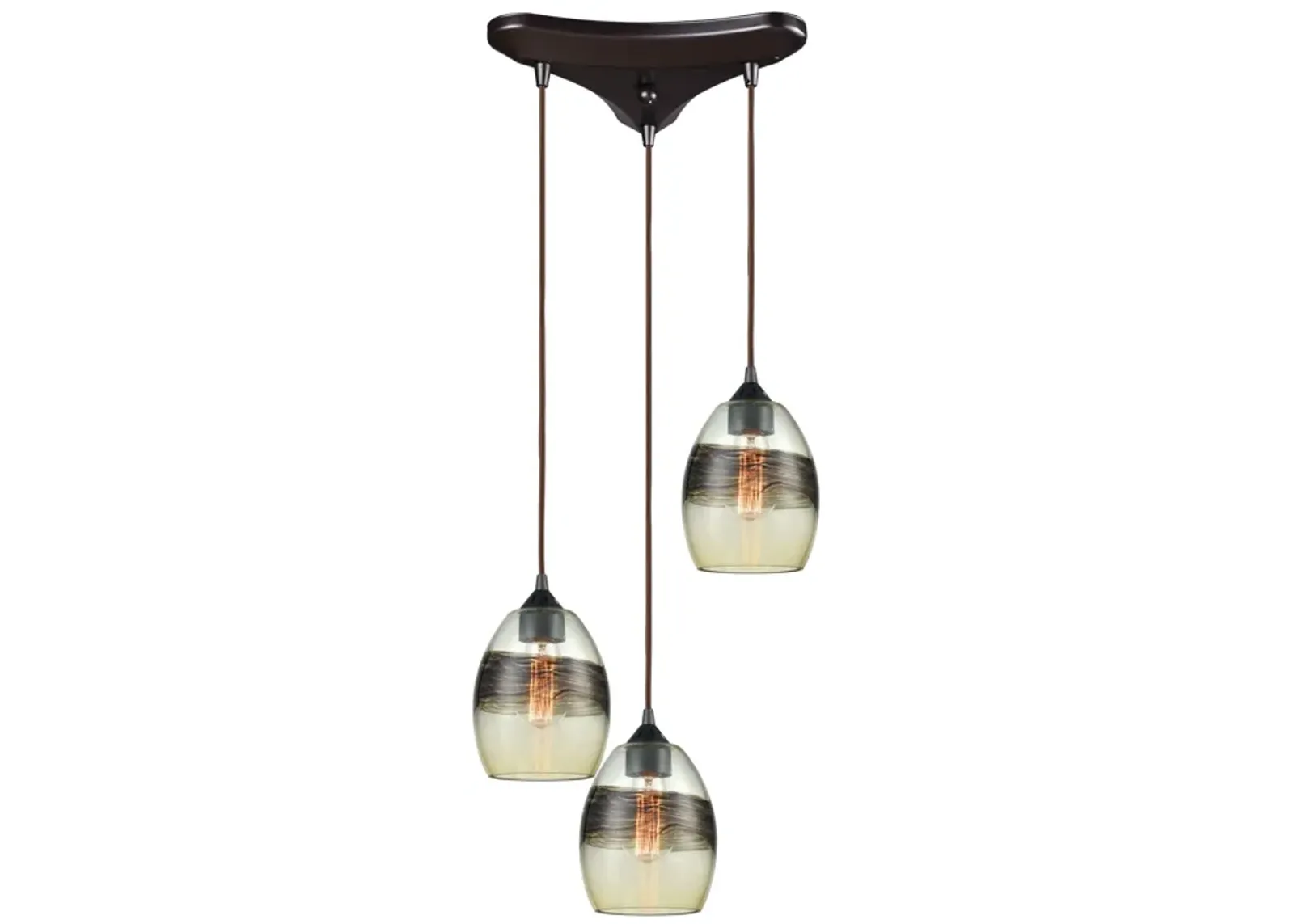 Whisp 12" wide 3 Light Triangular Pendant