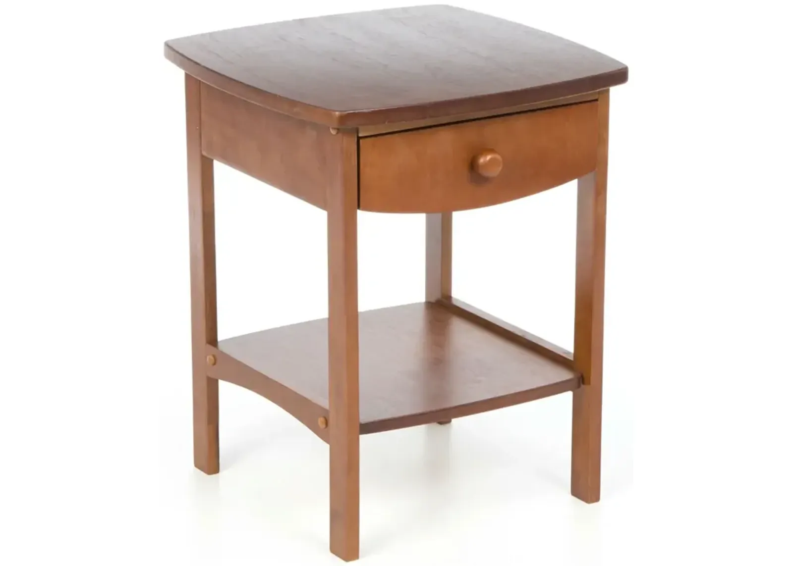 Hivvago Walnut Wood Finish 1-Drawer Bedroom Nightstand Bedside Table