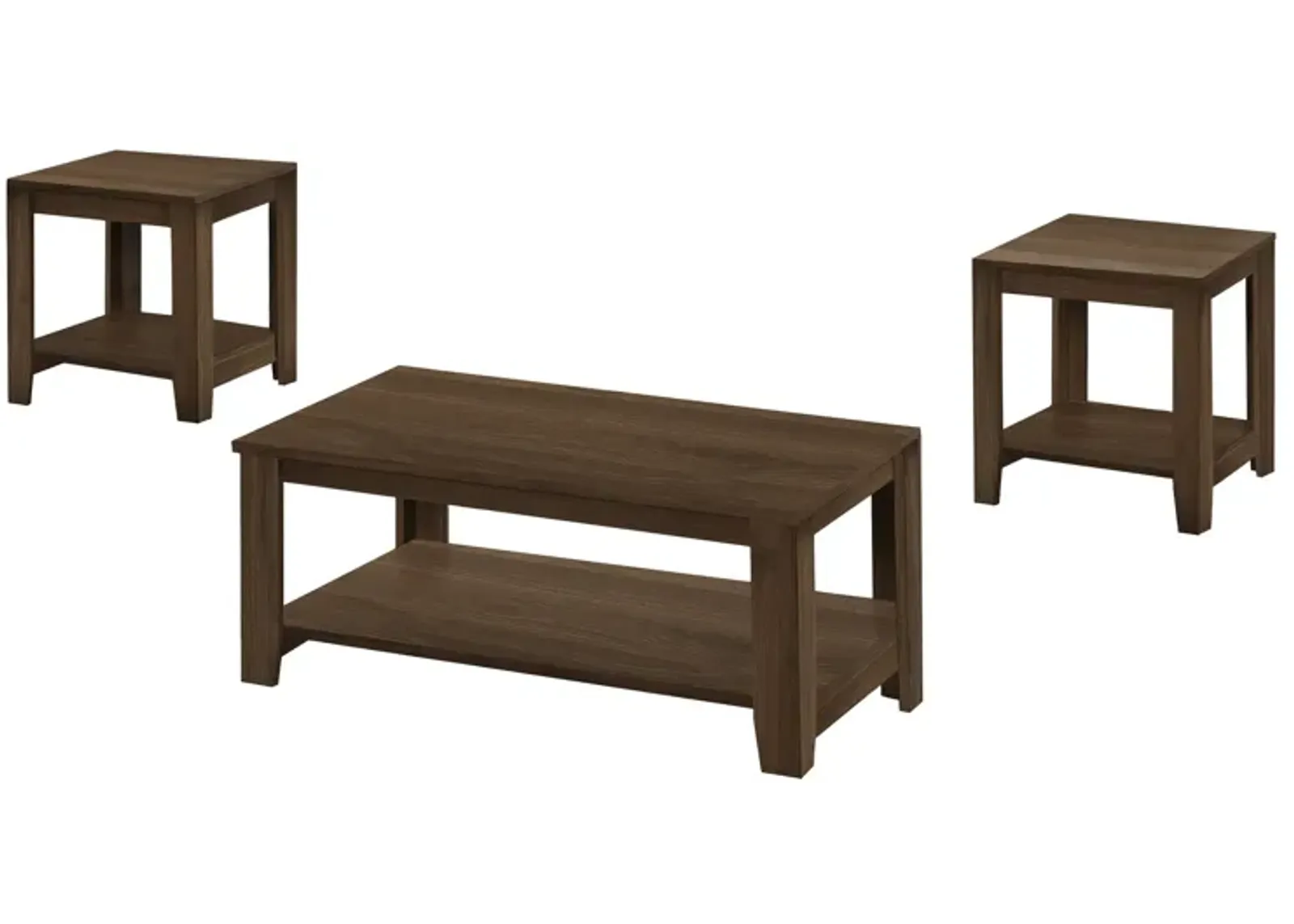 Monarch Specialties I 7882P Table Set, 3pcs Set, Coffee, End, Side, Accent, Living Room, Laminate, Walnut, Transitional