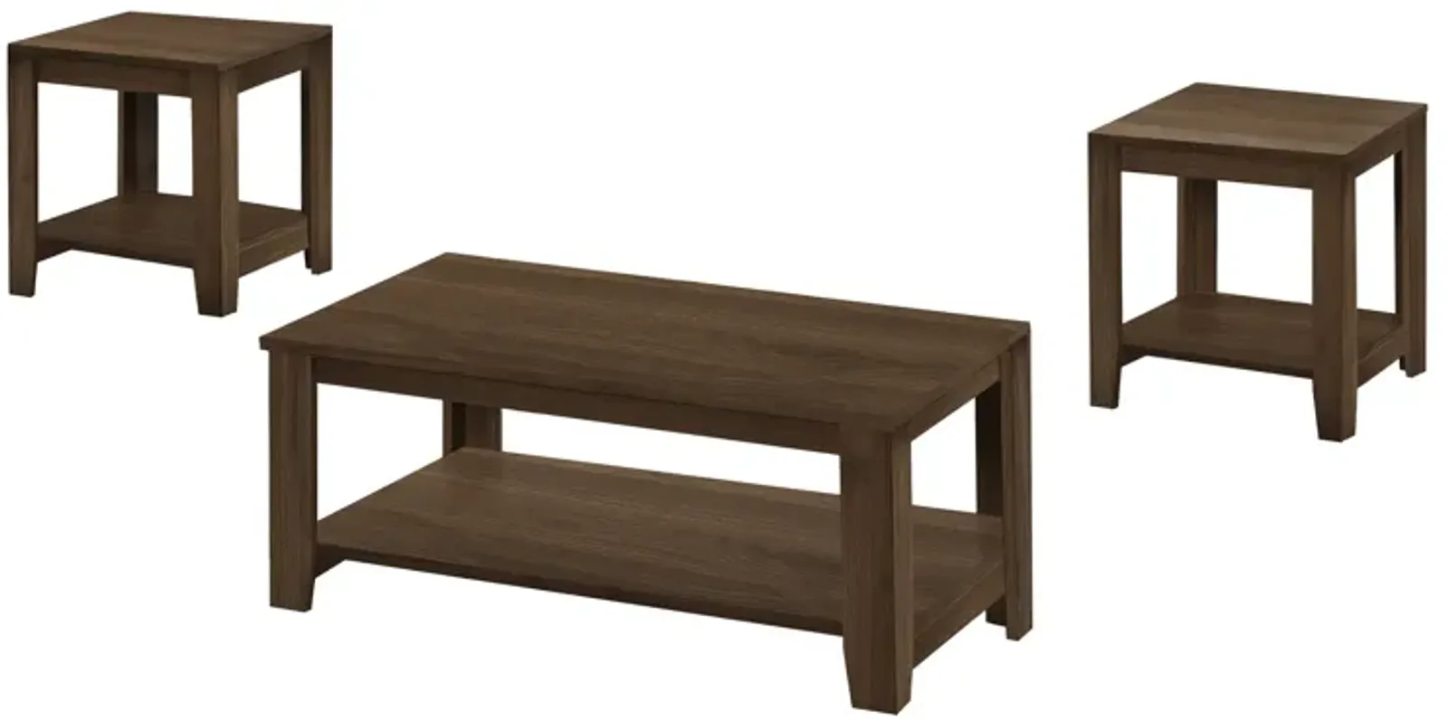 Monarch Specialties I 7882P Table Set, 3pcs Set, Coffee, End, Side, Accent, Living Room, Laminate, Walnut, Transitional