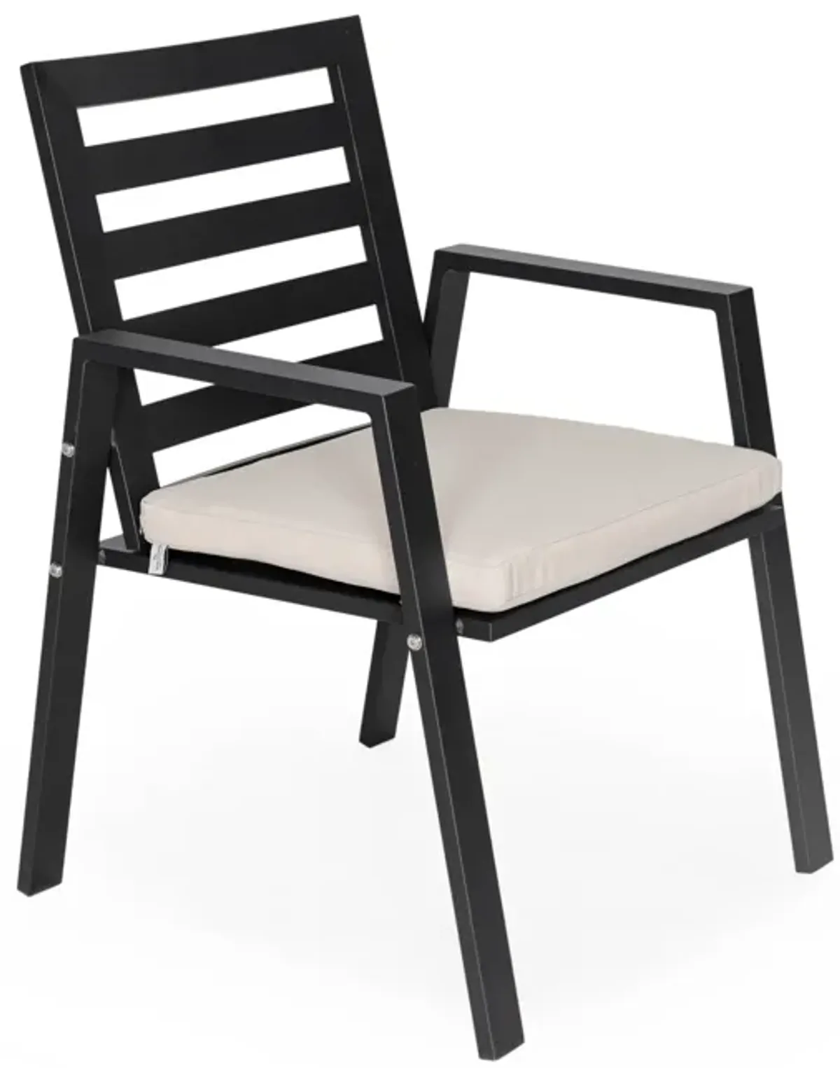 LeisureMod Chelsea Modern Patio Dining Armchair in Aluminum with Removable Cushions