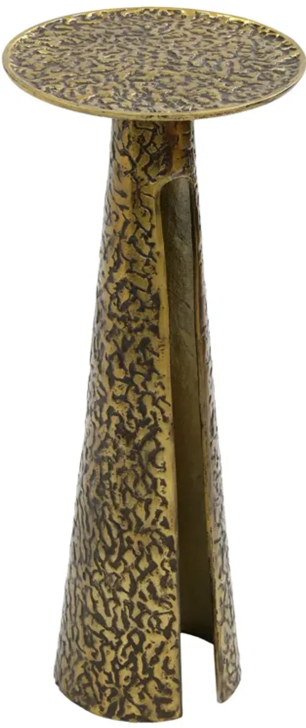Arvyn 10" Drink Table | Aluminum Cast Craftmanship I Antique Brass | Embossed Textured Finish