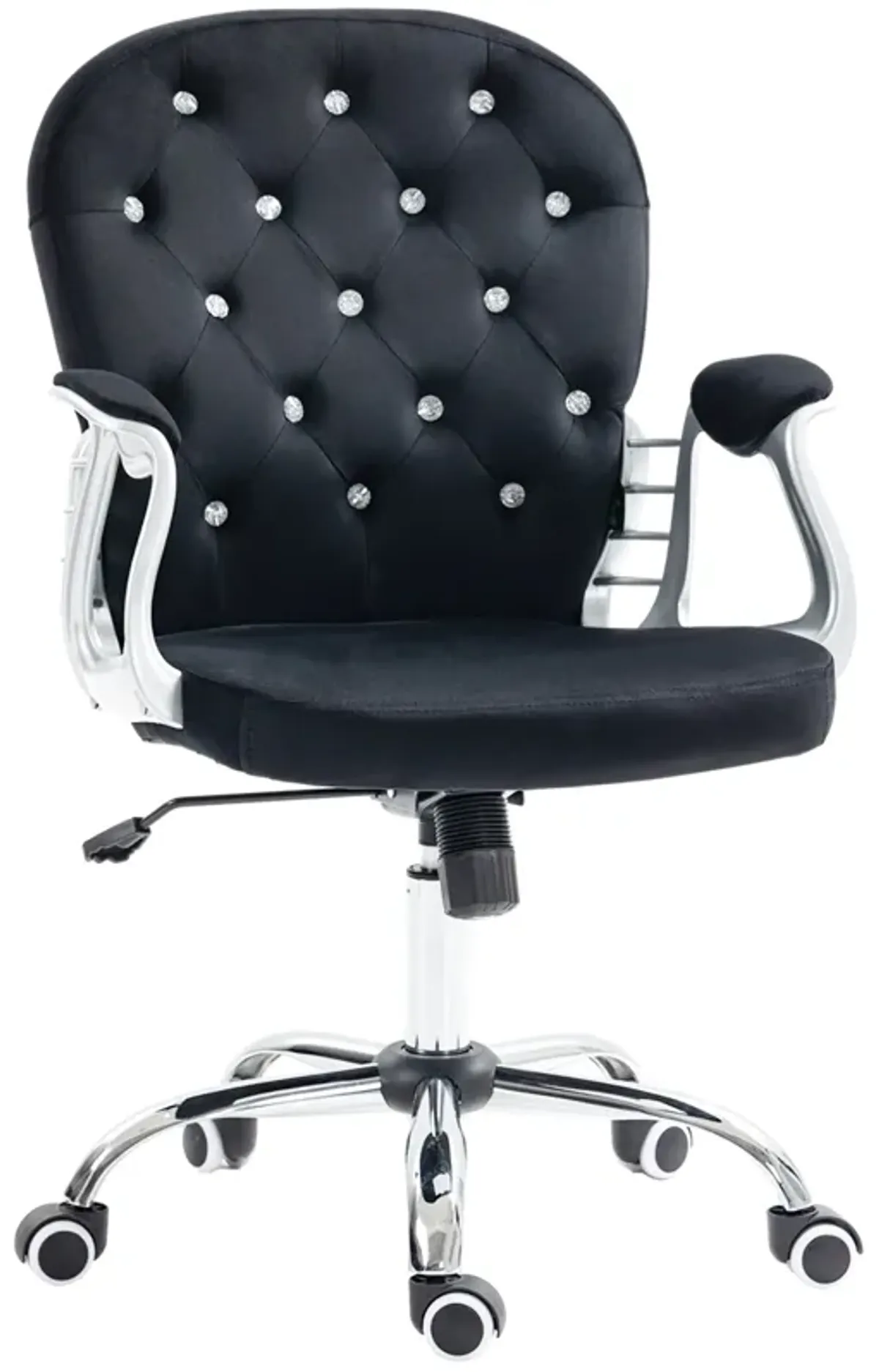 Black Velvet Office Chair: Button Tufted, Adjustable, Swivel