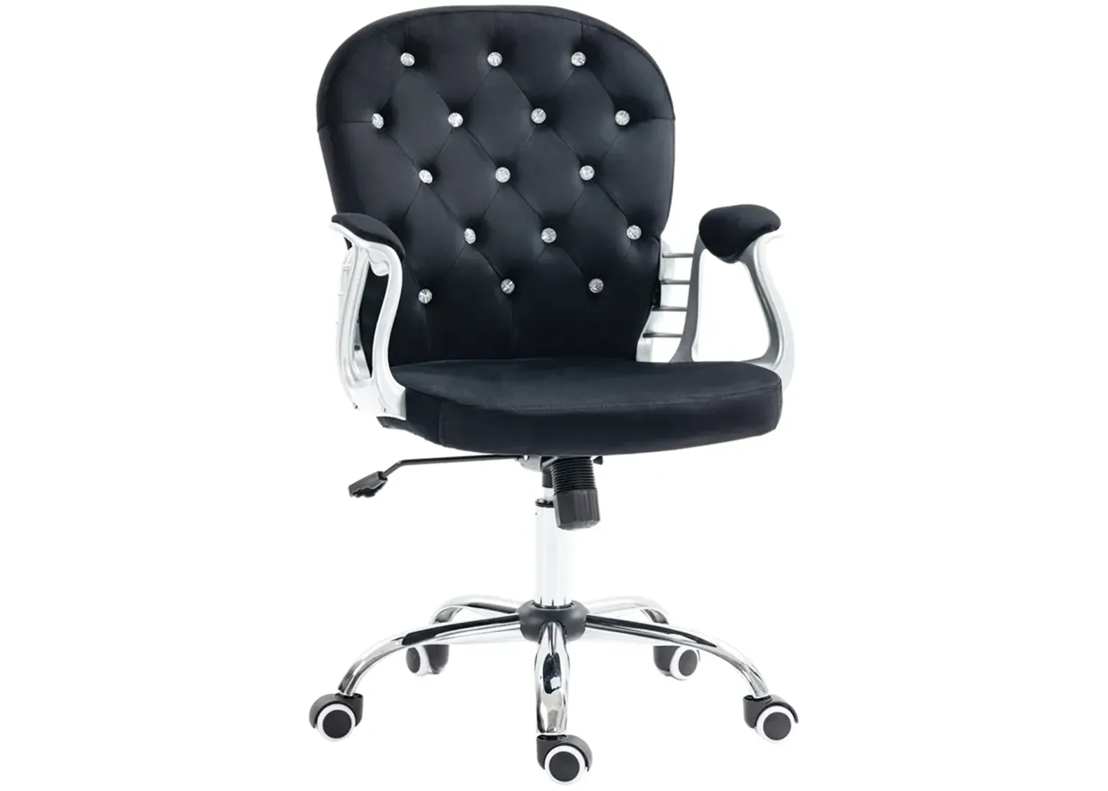 Black Velvet Office Chair: Button Tufted, Adjustable, Swivel