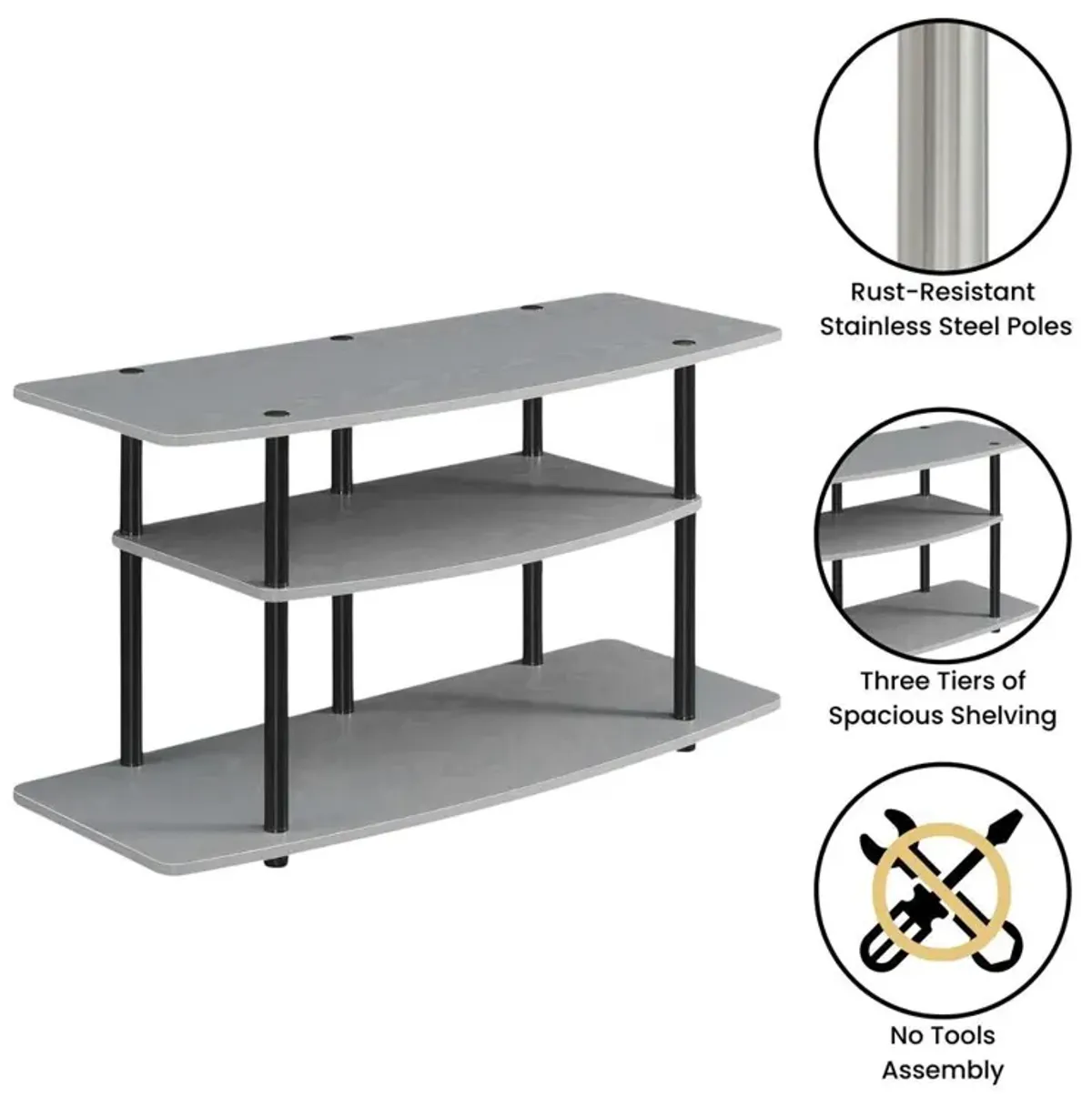 Convience Concept, Inc. No Tools 3 Tier Wide TV Stand for TVs up to 46 Inches