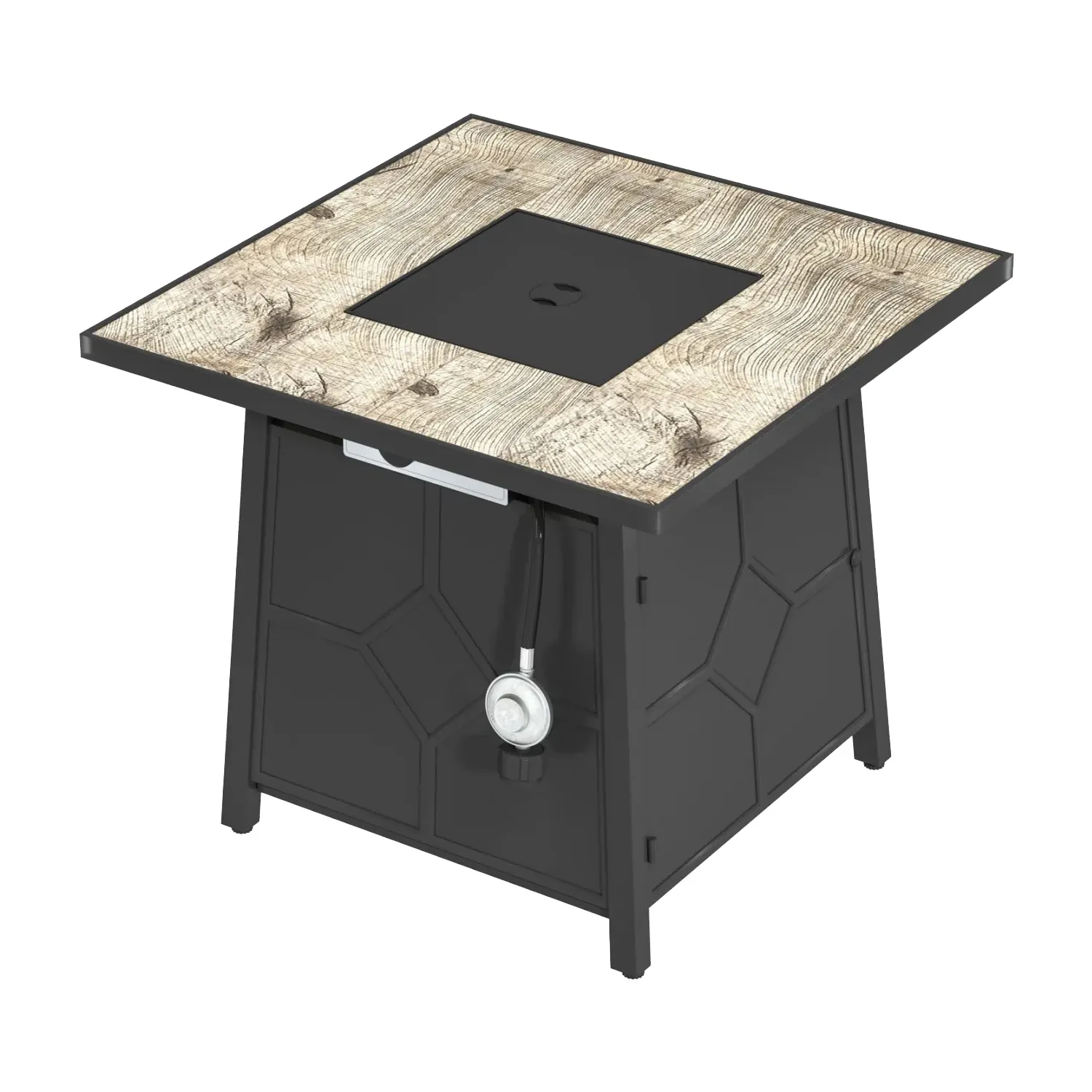 MONDAWE 28" Square Propane Fire Pit Table 40,000 BTU with Included Waterproof Cover, Gray