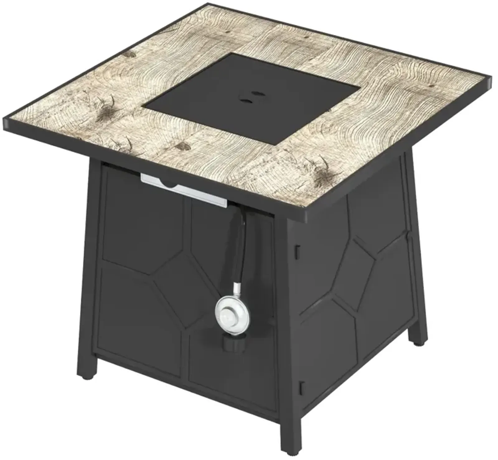 MONDAWE 28" Square Propane Fire Pit Table 40,000 BTU with Included Waterproof Cover, Gray