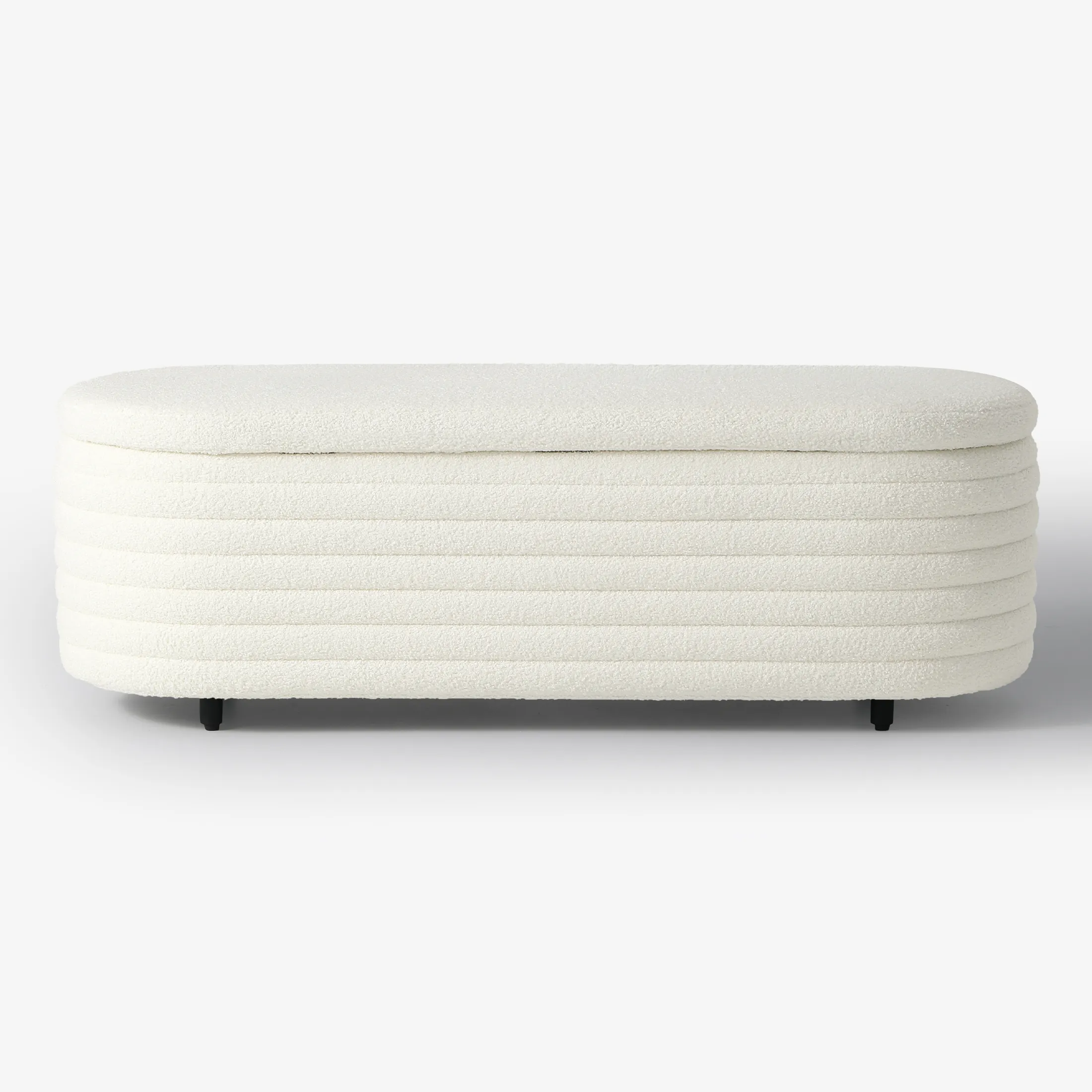 WestinTrends 54" Wide Mid-Century Modern Upholstered Teddy Sherpa Tufted Oval Storage Ottoman Bench