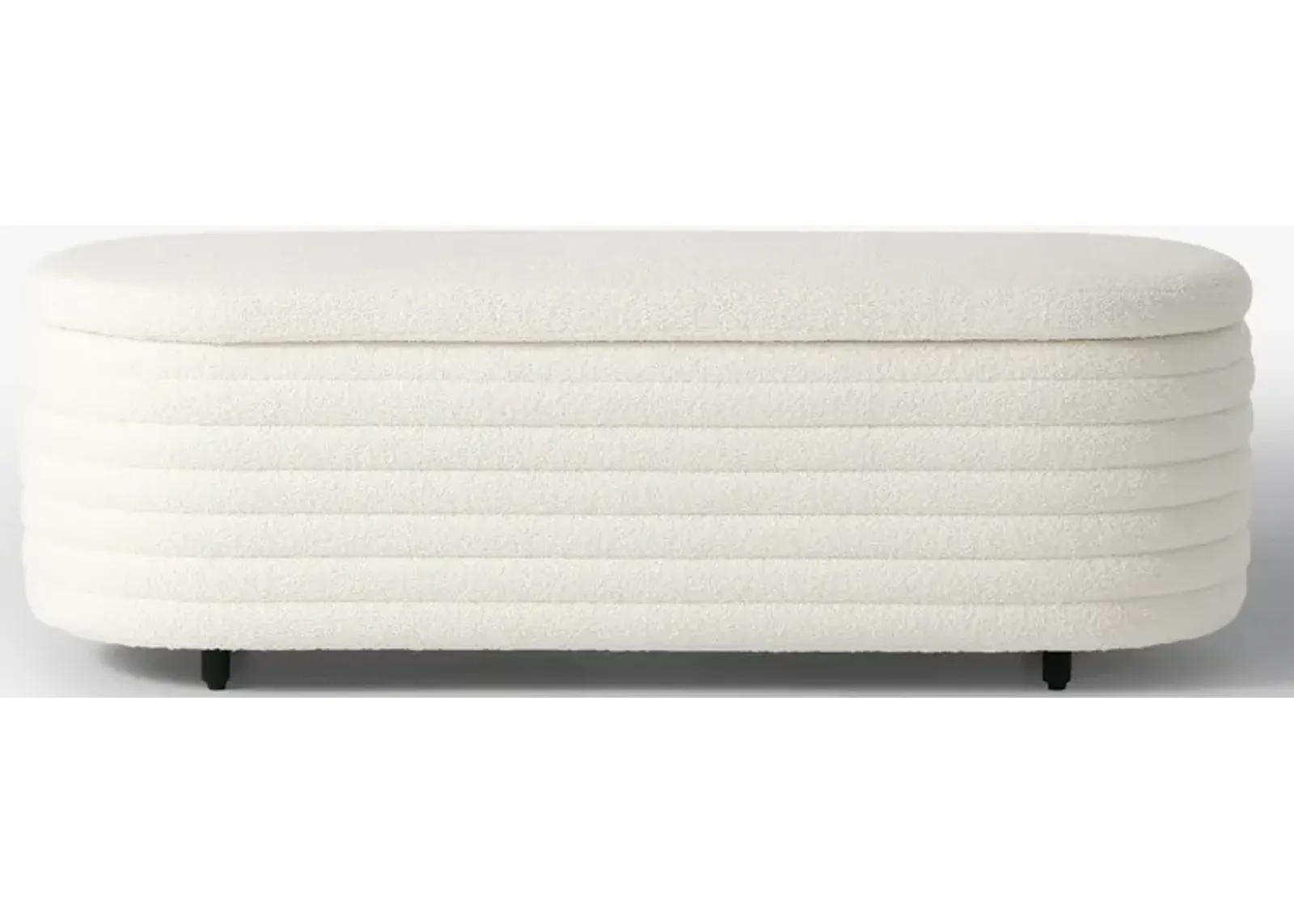 WestinTrends 54" Wide Mid-Century Modern Upholstered Teddy Sherpa Tufted Oval Storage Ottoman Bench