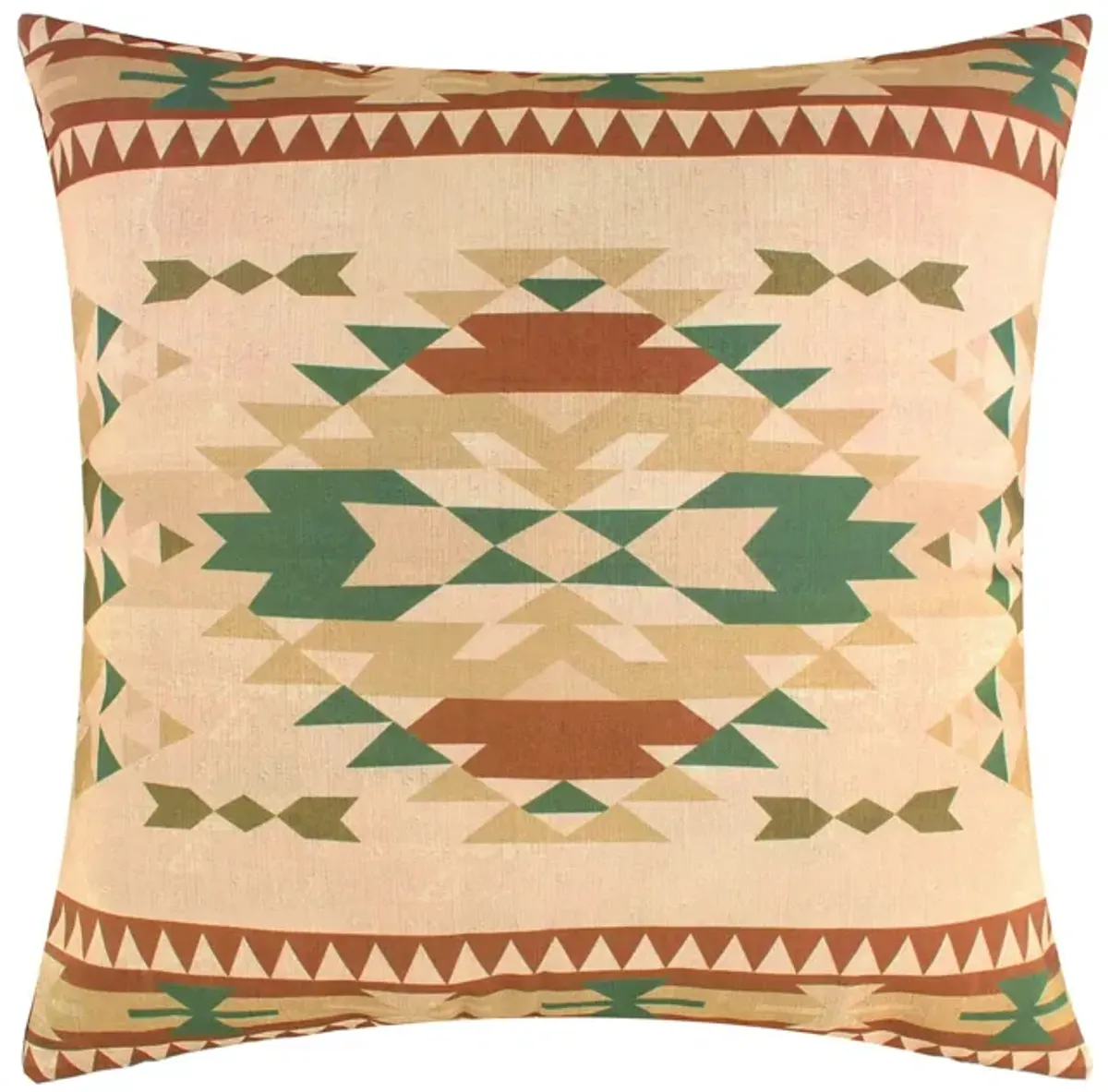 Kip 18 Inch Throw Pillow, Geometric Southwest Motifs, Natural Brown Finish - Benzara