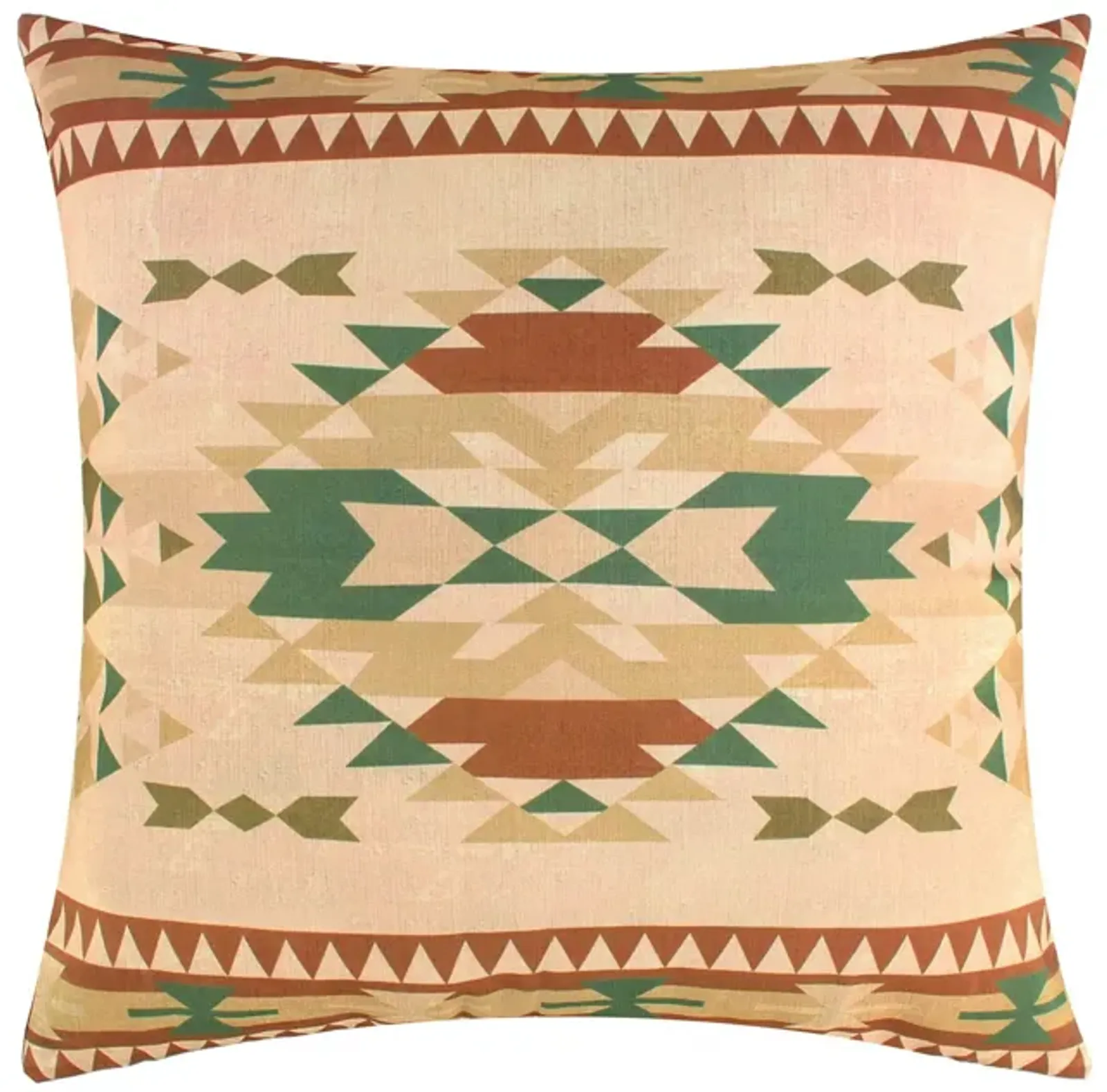 Kip 18 Inch Throw Pillow, Geometric Southwest Motifs, Natural Brown Finish - Benzara