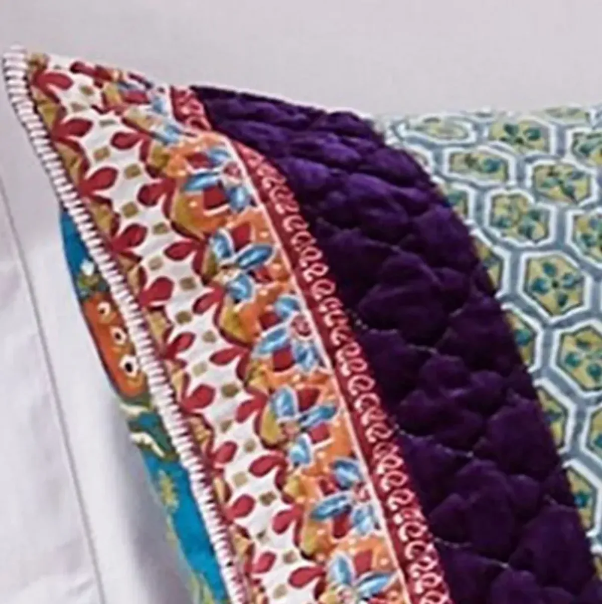 36 Inch Quilted King Pillow Sham, Cotton Fill, Medallion Print, Multicolor - Benzara