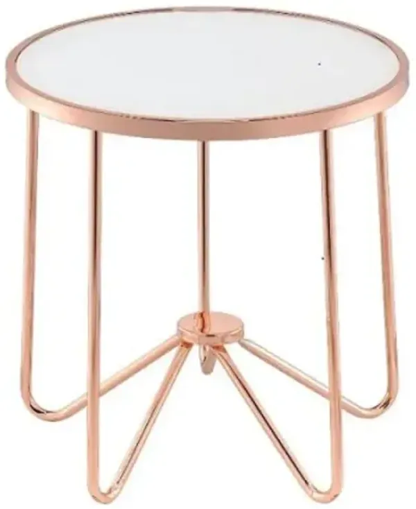 Hivvago 22" X 22" X 22" Frosted Glass And Rose Gold End Table