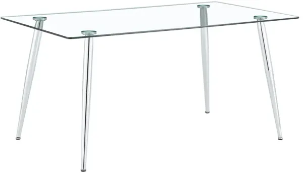 Hivvago 4 to 6 Seater Modern Minimalist Thick Tempered Glass Dining Table with  Metal Legs