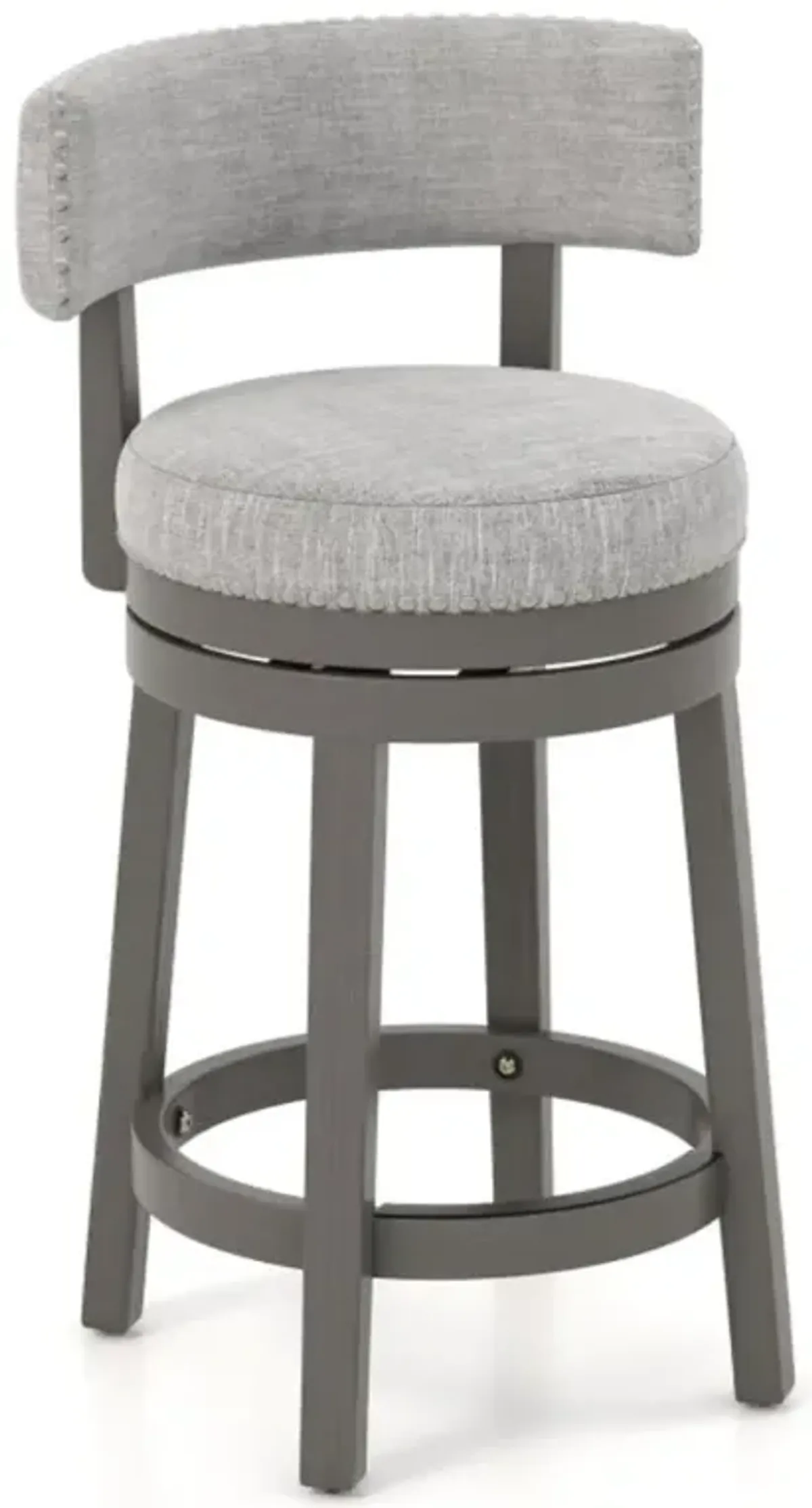 Hivvago 27/31 Inch Swivel Bar Stool with Upholstered Back Seat and Footrest