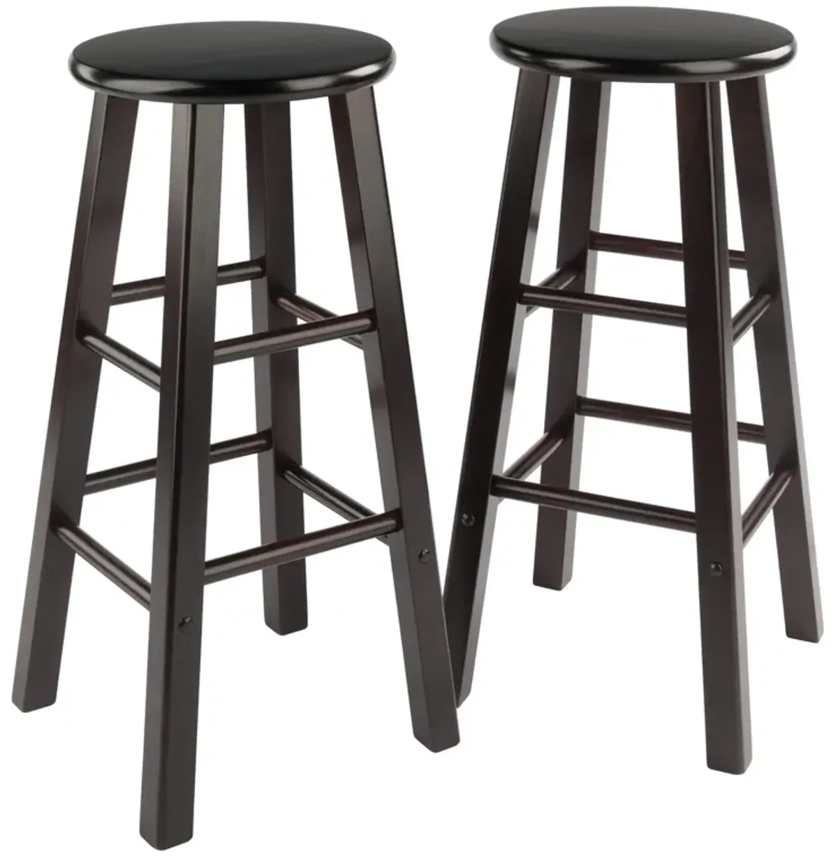 Ergode Wood Element Bar Stool Set - Polished Espresso Finish, Solid Wood Construction, 220lbs Weight Capacity, 8 Crossbars for Stability and Comfort, Versatile Design, Perfect for Kitchen or Den