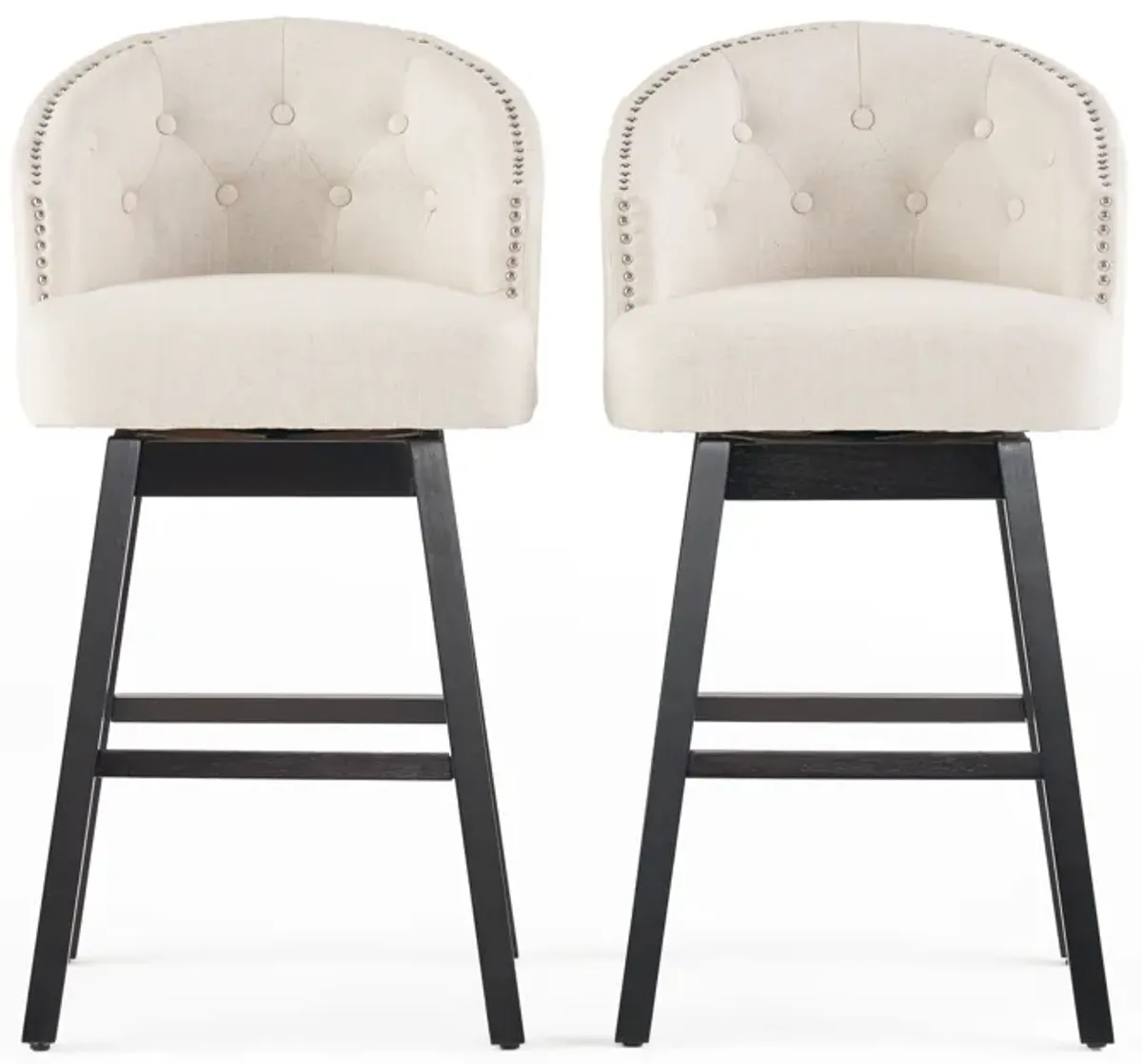 Christopher Knight Home Ogden Swivel Bar Stools with Button Tufting and Nailhead Accents (Set of 2)