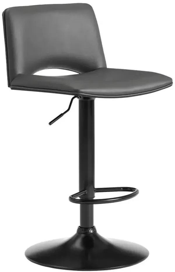Hivvago 24 Inch Gray And Black Faux Leather And Iron Swivel Low Back Adjustable Height Bar Chair