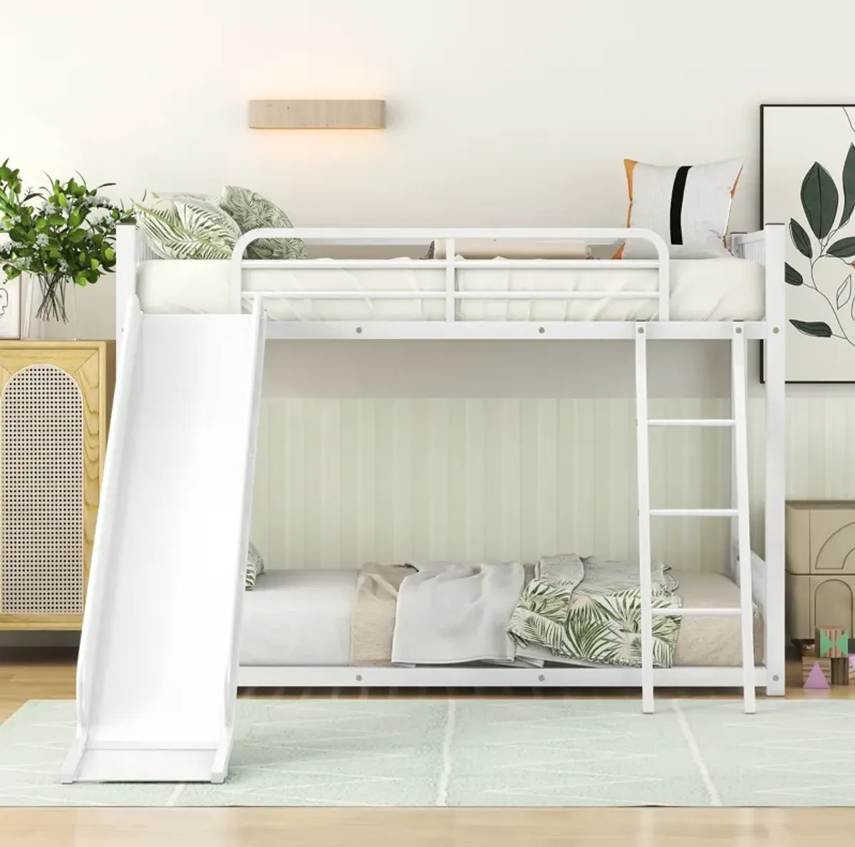 Merax Modern Bunk Bed with Slide Ladder