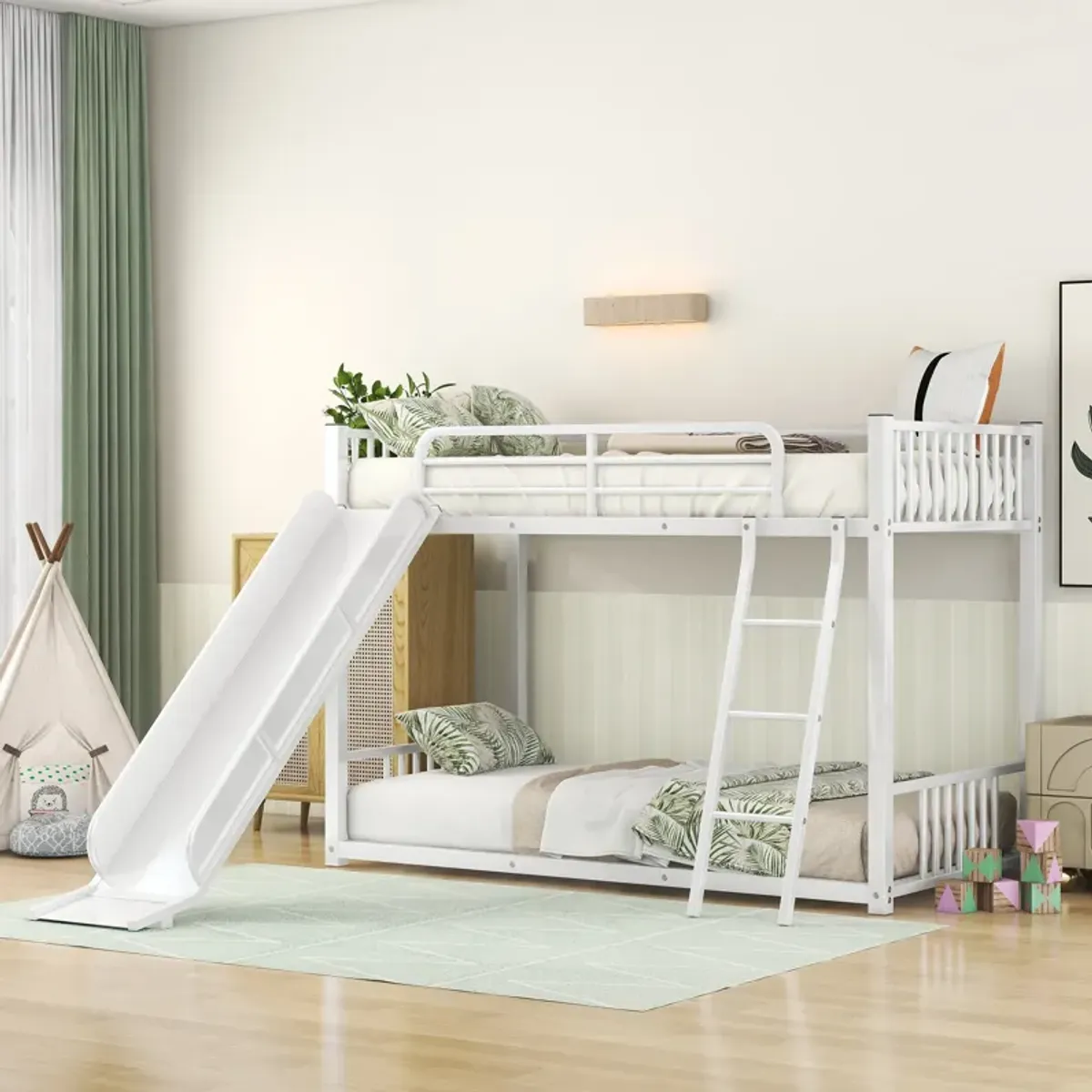 Merax Modern Bunk Bed with Slide Ladder