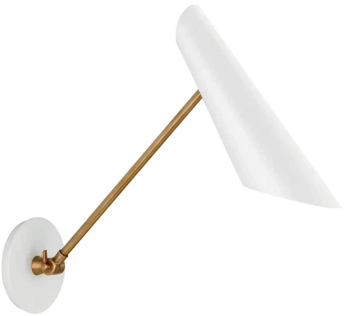 Franca Single Library Wall Light in Hand-Rubbed Antique Brass with White Shade