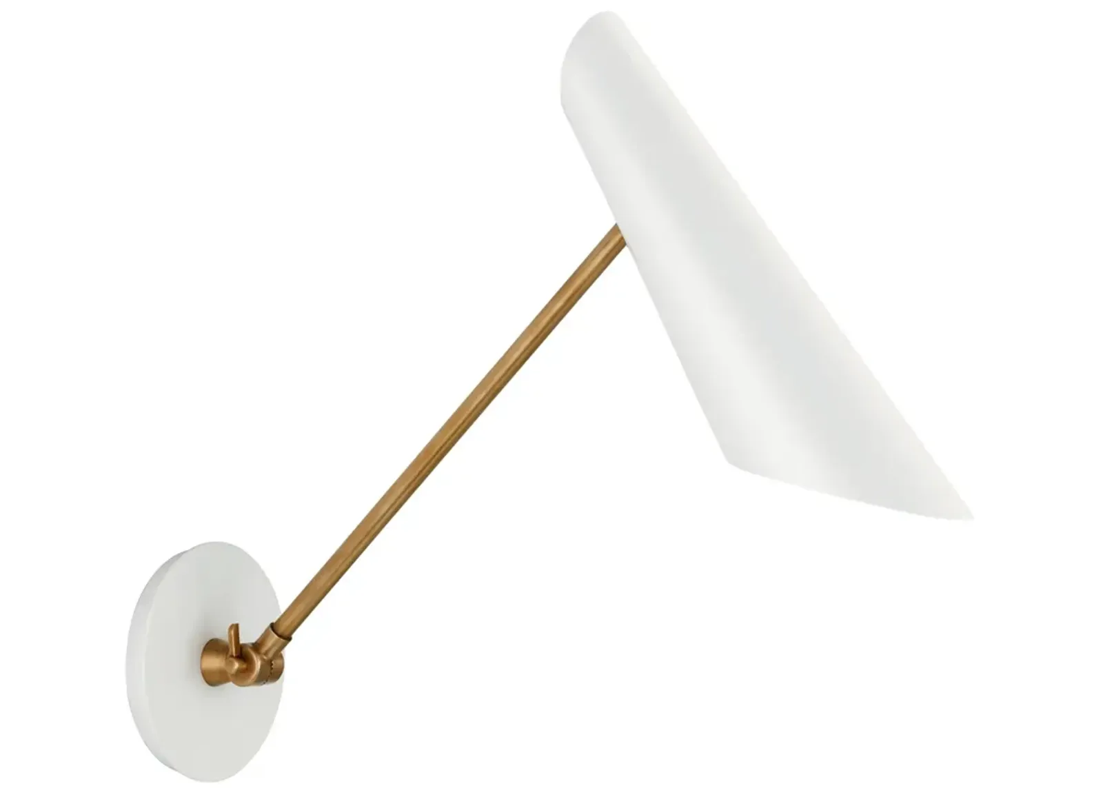 Franca Single Library Wall Light in Hand-Rubbed Antique Brass with White Shade