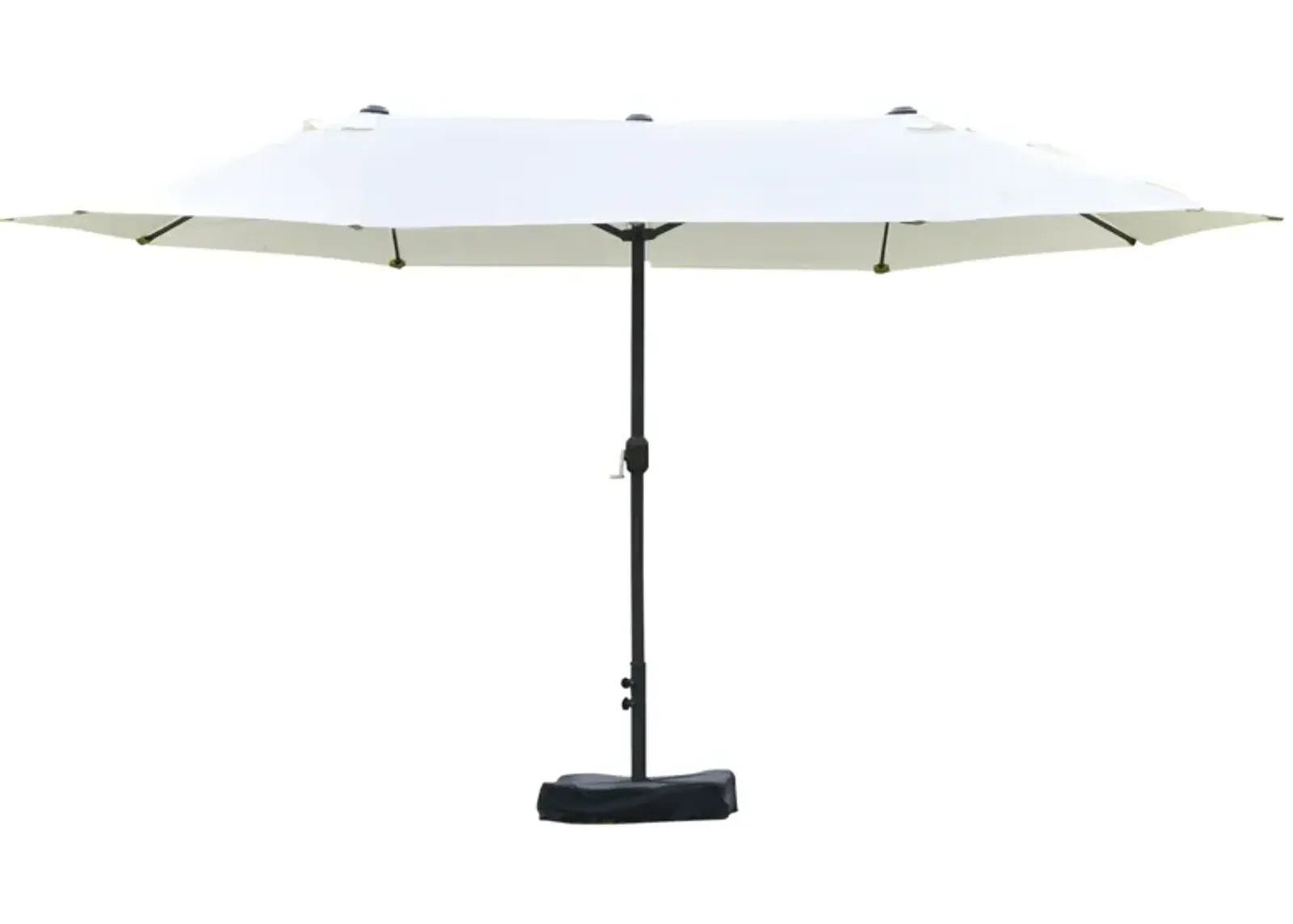 Beige Outdoor Canopy: 15ft Double-Canopy Rectangular Patio Umbrella